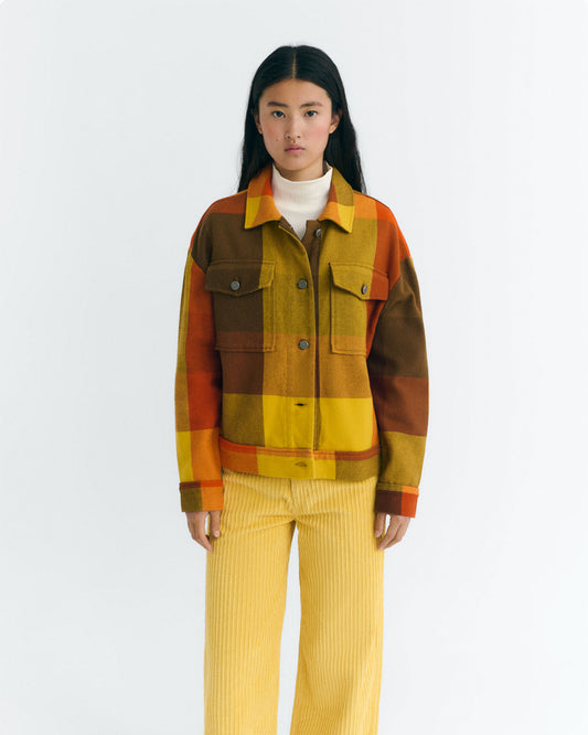 Chaqueta cuadros marrón Frans sostenible - 1