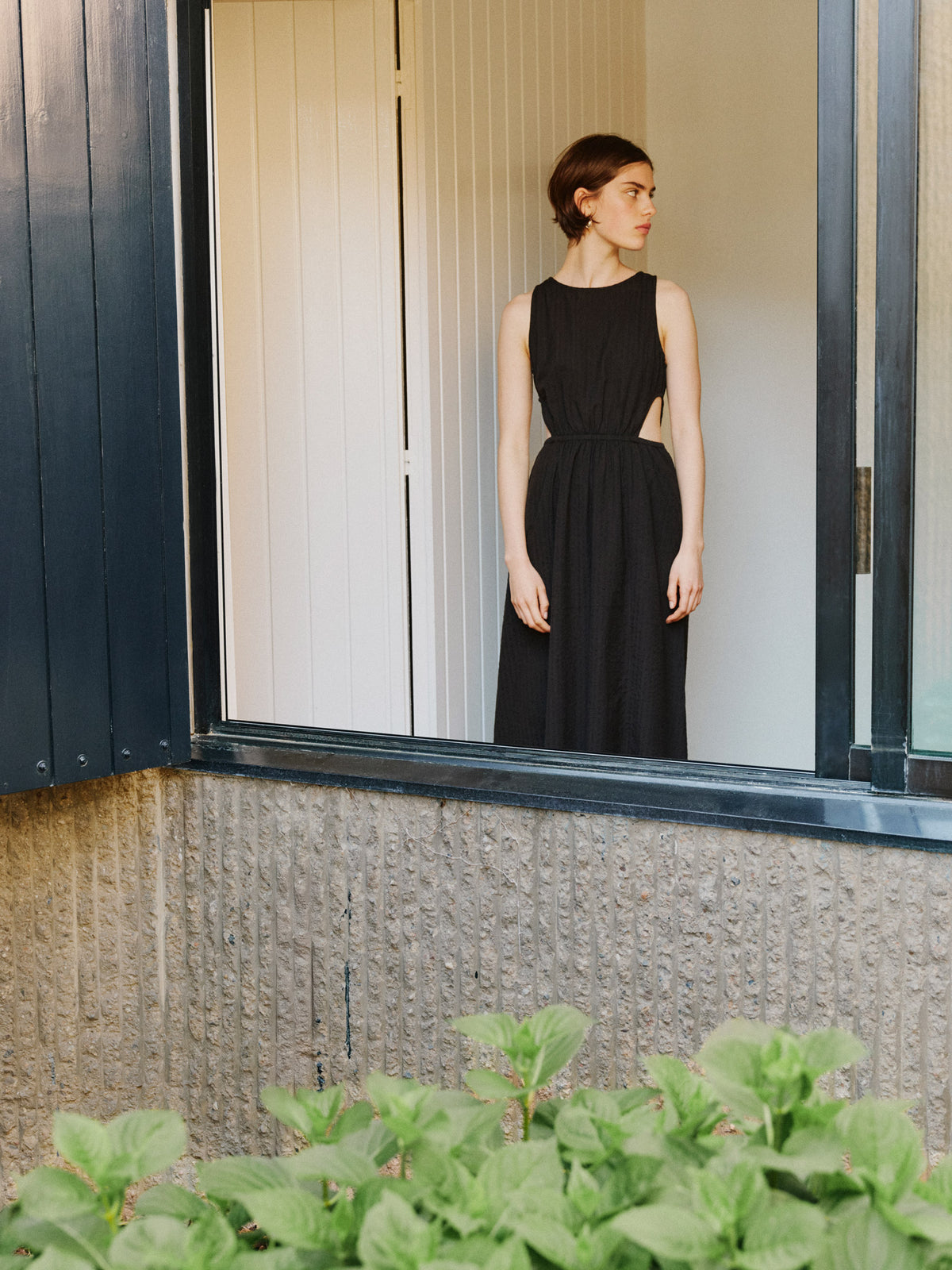 Seersucker cut out Kleid Kin