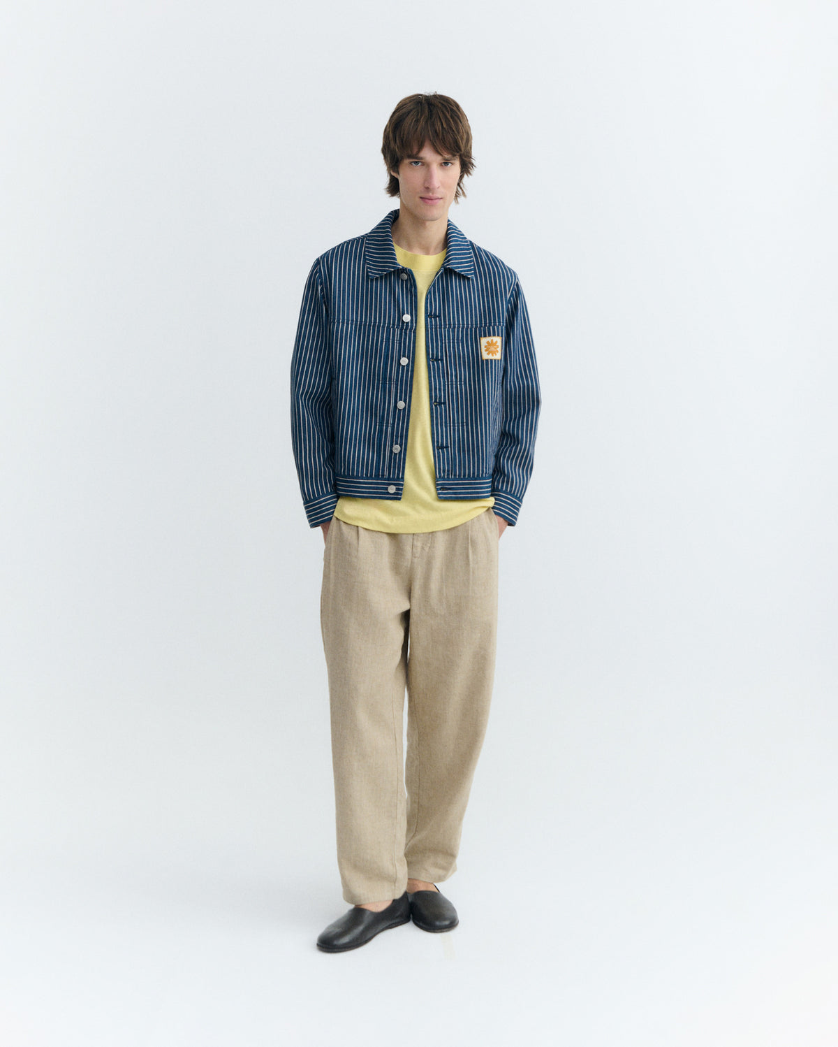 Chaqueta boxy rayas tinte natural Bruno sostenible - 1