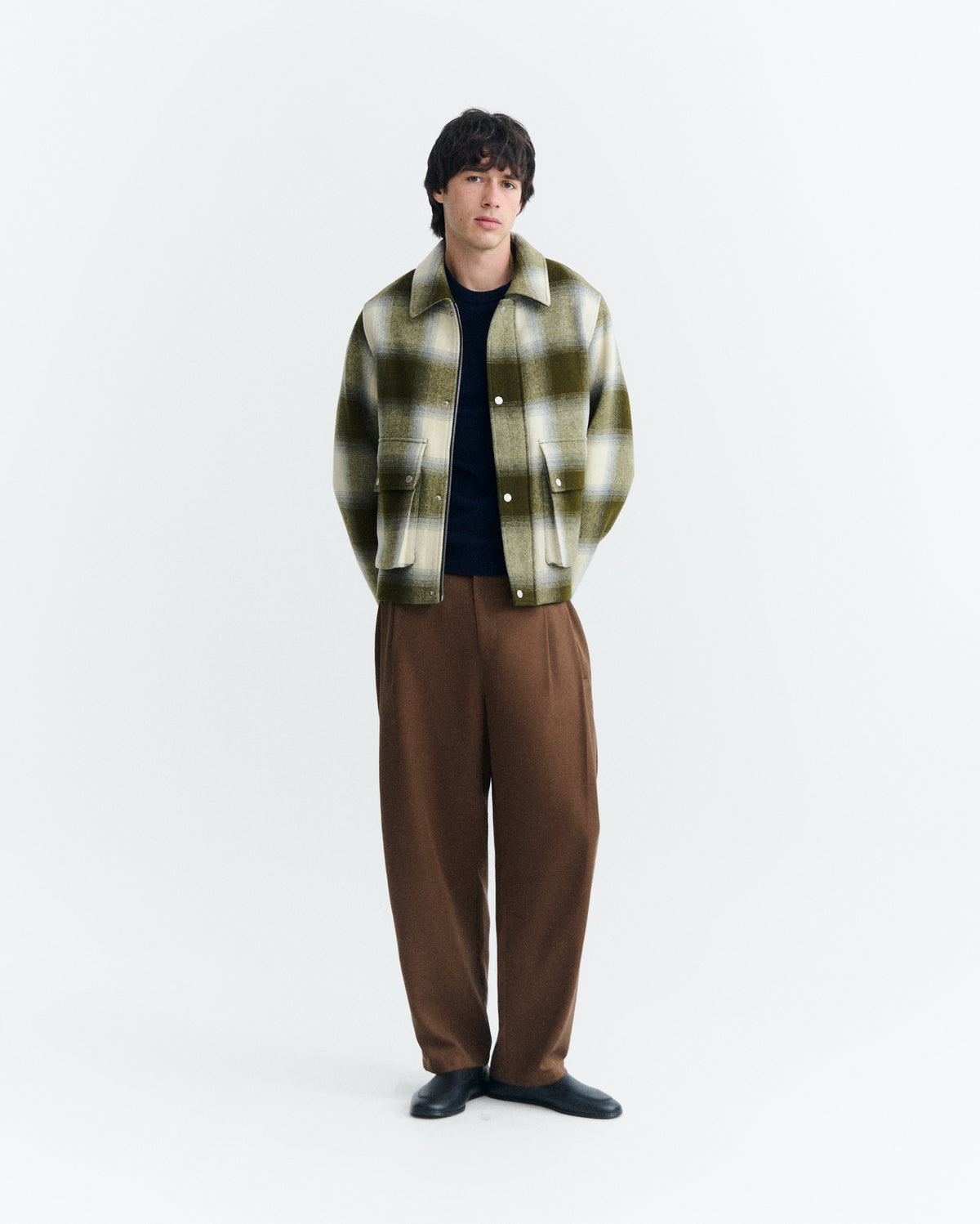 Chaqueta oversize lana cuadros Callum sostenible - 1