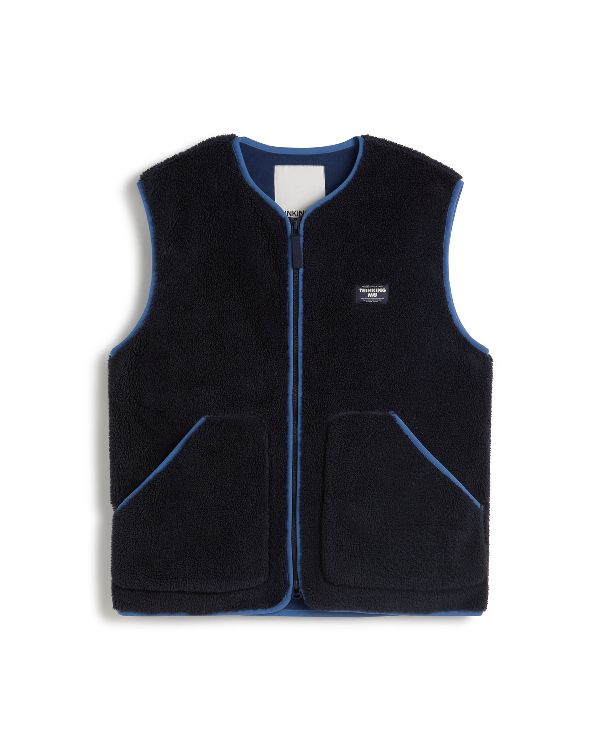 Chaleco borreguito azul Troy sostenible silueta - 1