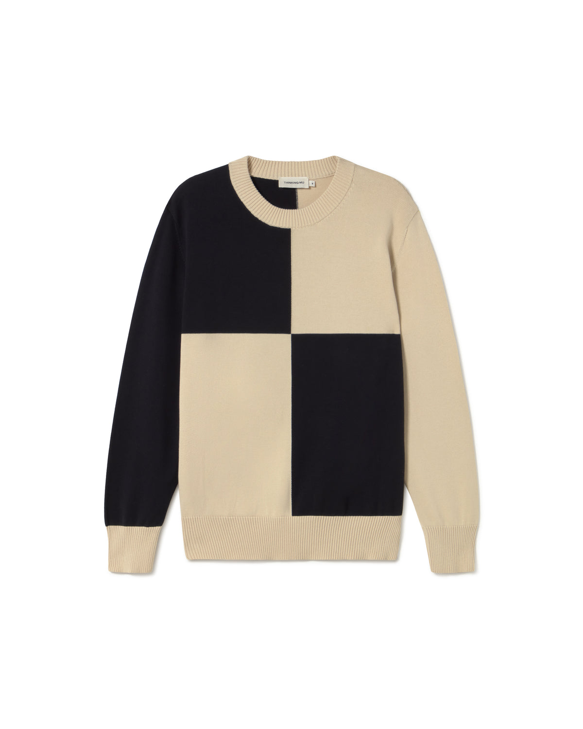 Jersey negro y crudo punto Khem sostenible - silueta 1