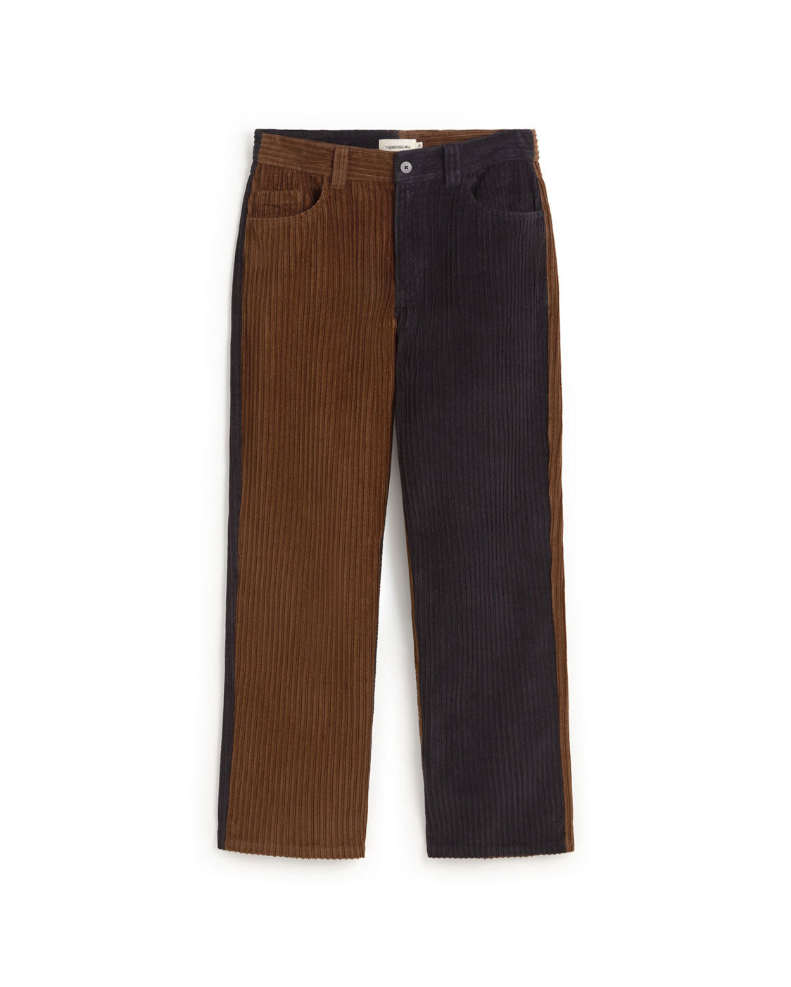 Pantalón recto pana navy y marrón David sostenible silueta - 1