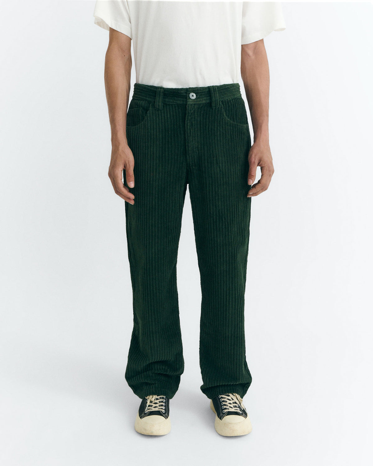 Pantalón recto pana verde David sostenible - 1