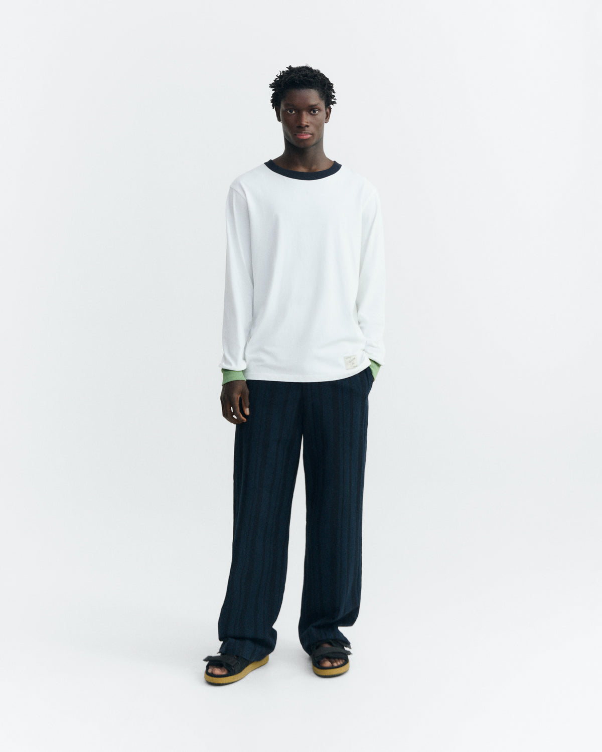 Pantalón loose navy rayas Marc sostenible - 1
