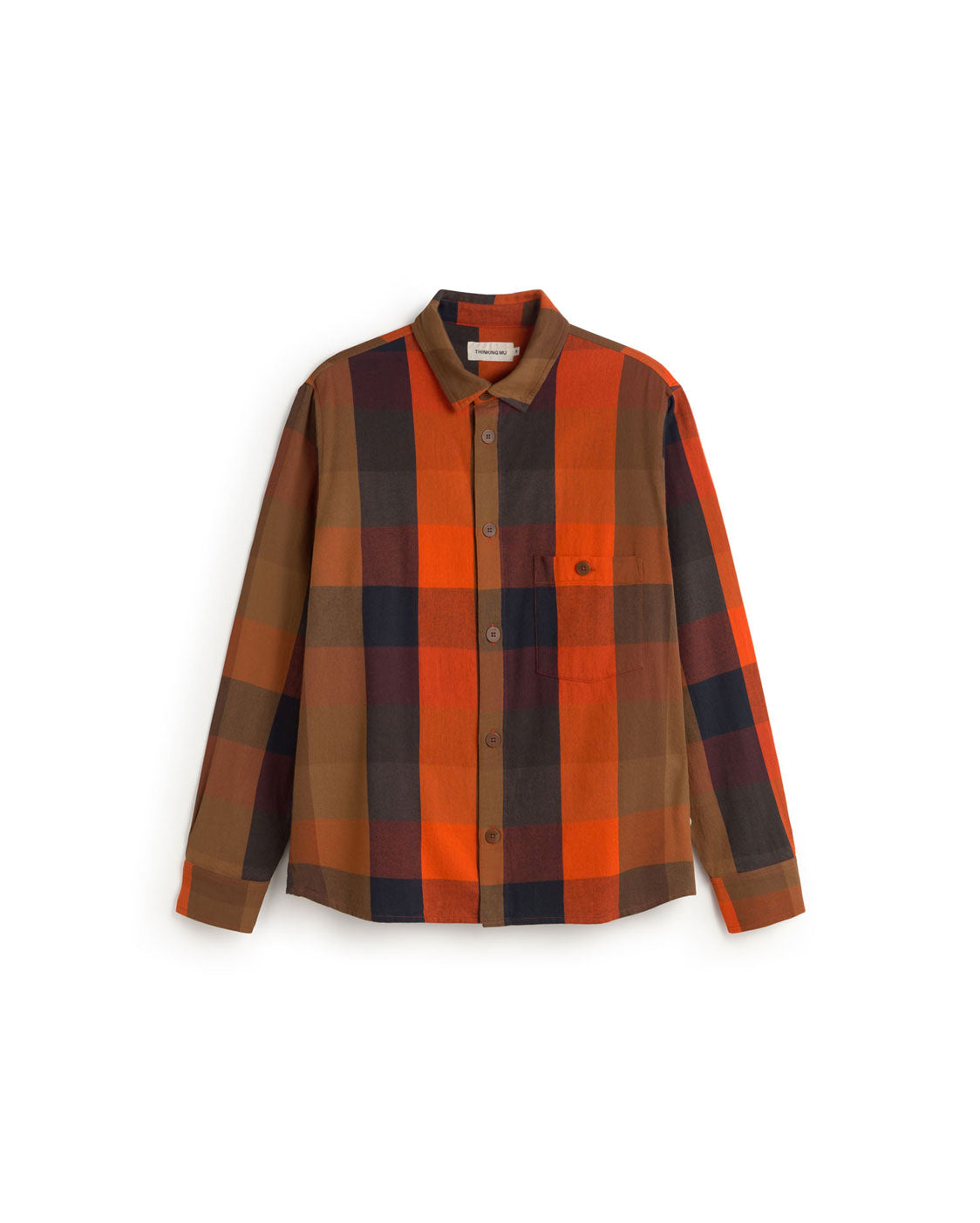 Camisa naranja cuadros Theo sostenible silueta - 1