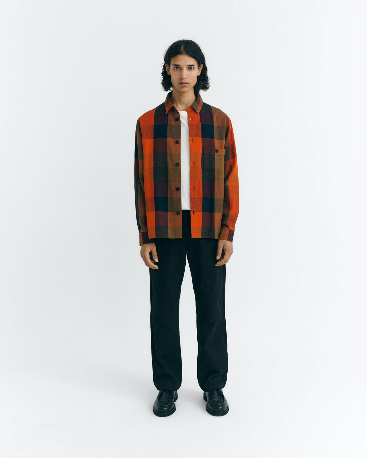 Camisa naranja cuadros Theo sostenible - 2