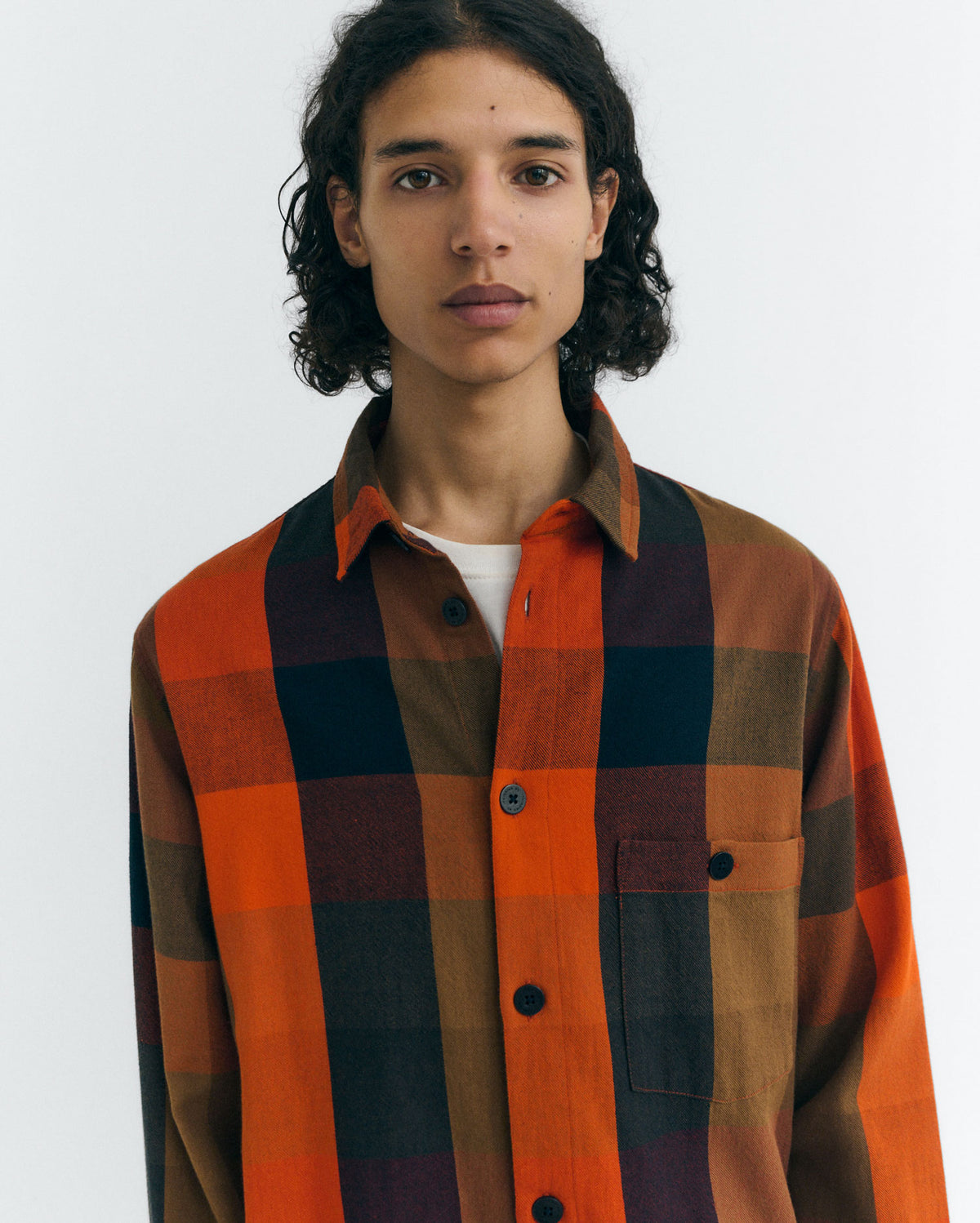 Camisa naranja cuadros Theo sostenible - 3