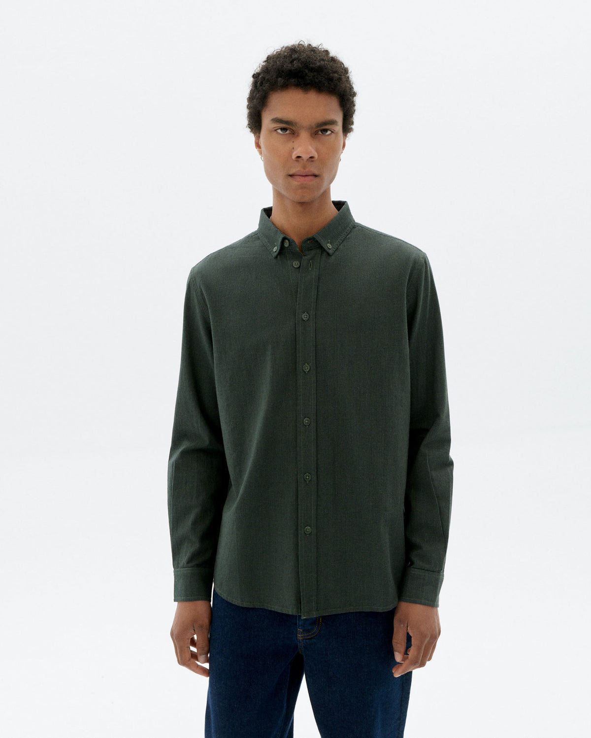 Camisa verde oscuro microchecks Ant sostenible - 1