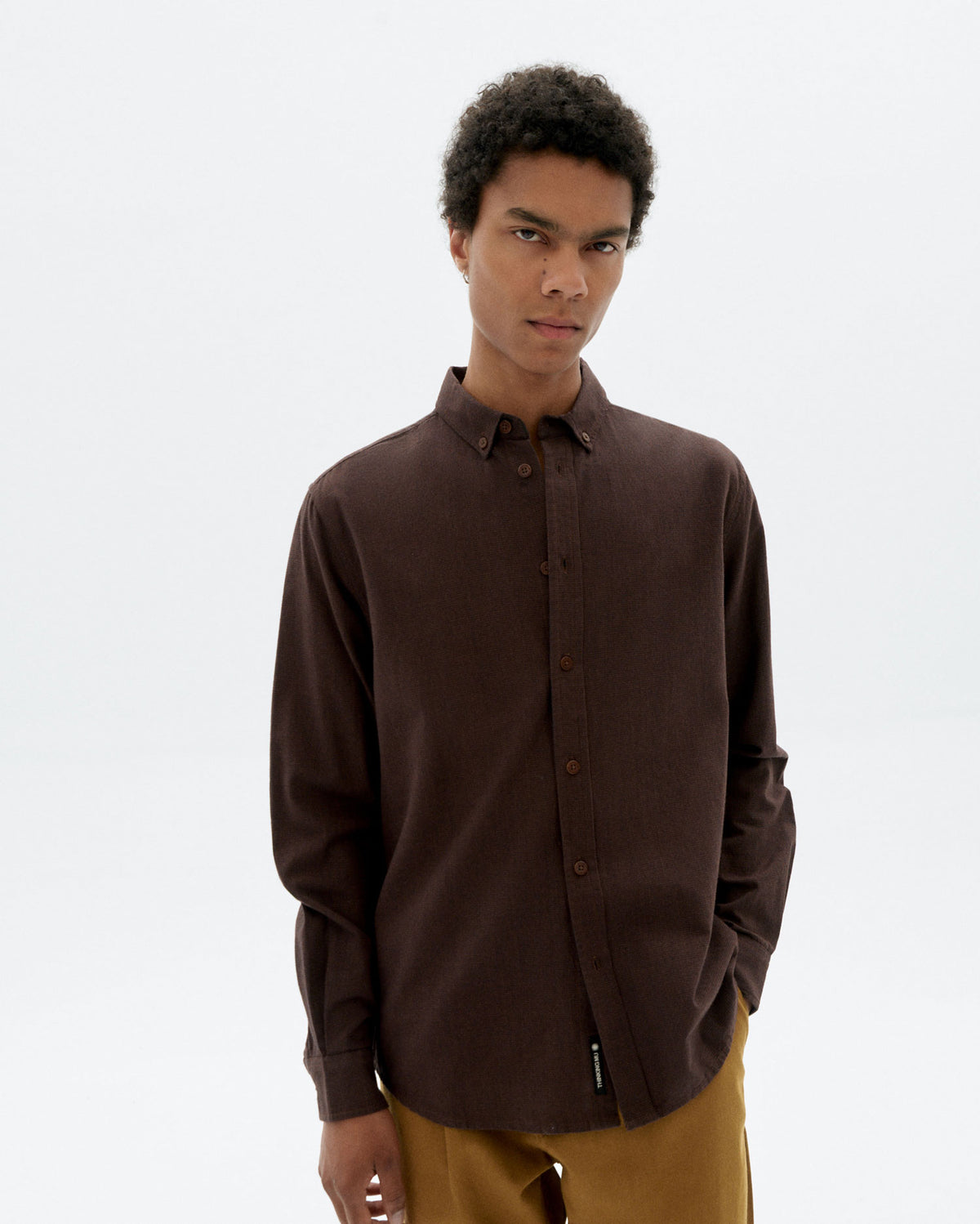 Camisa marrón microchecks Ant sostenible - 1