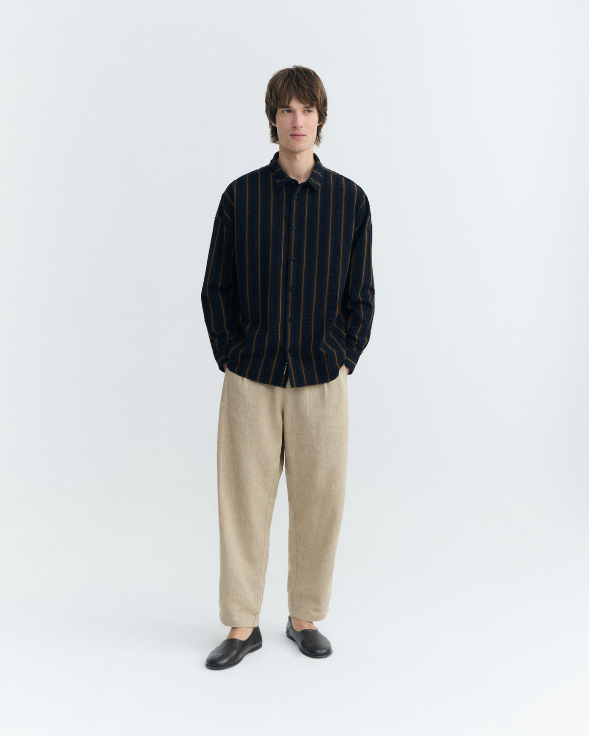 Camisa oversize seersucker rayas Haru sostenible - 1