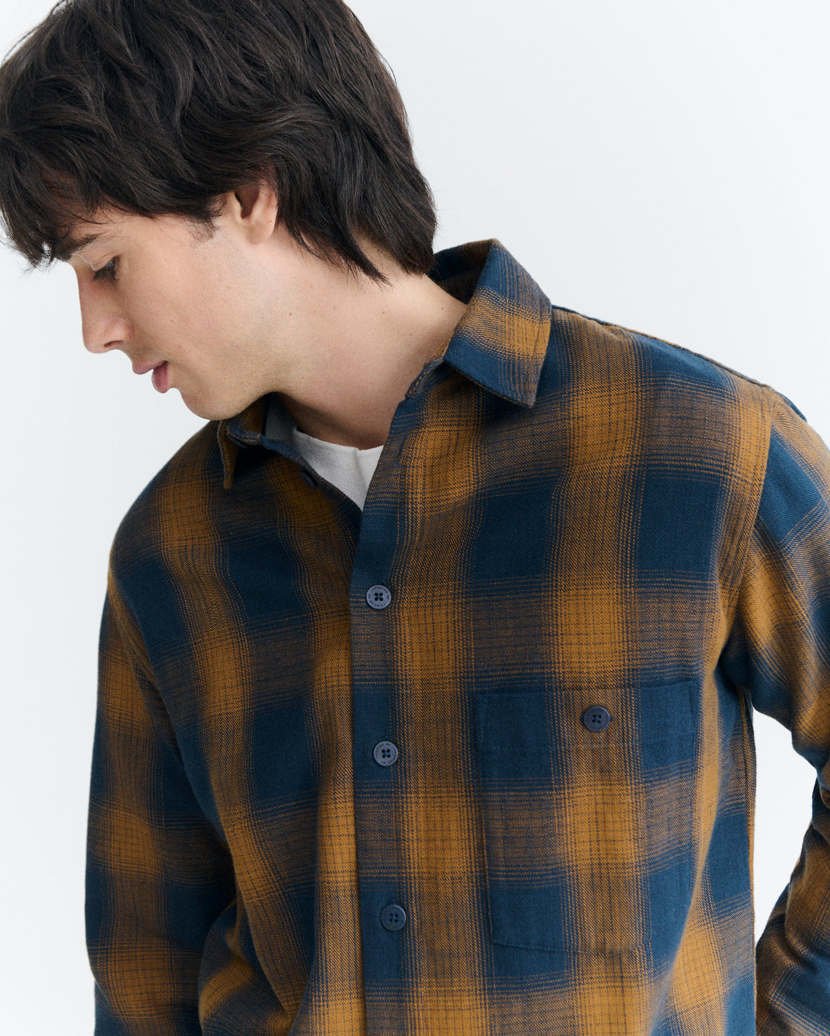 Sobrecamisa cuadros navy Theo sostenible - 3