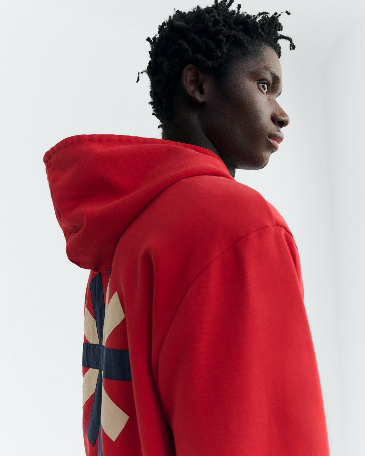 Sudadera roja patched sol espalda Simon sostenible - 4
