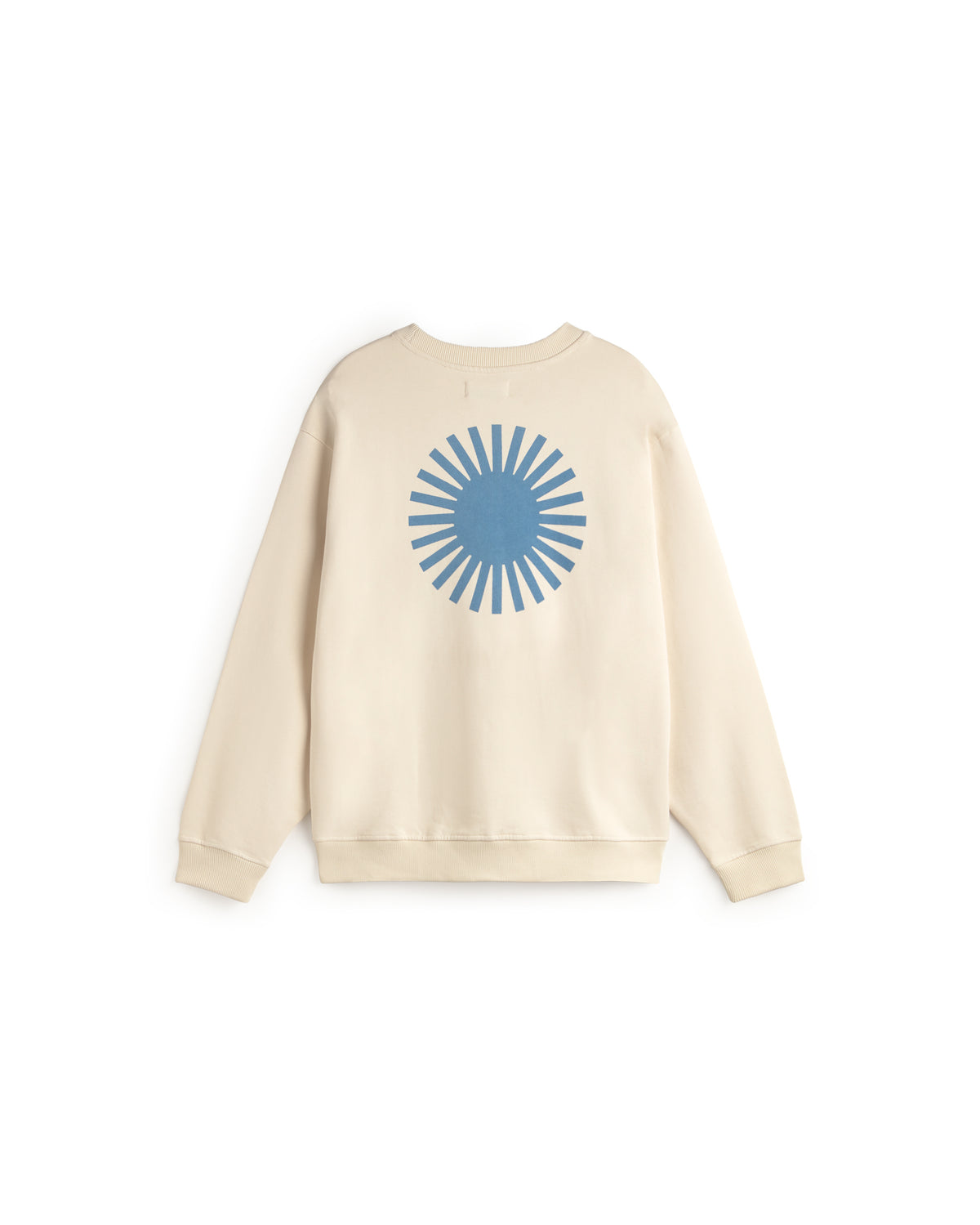 Sudadera cruda sol azul espalda Leon sostenible silueta - 2