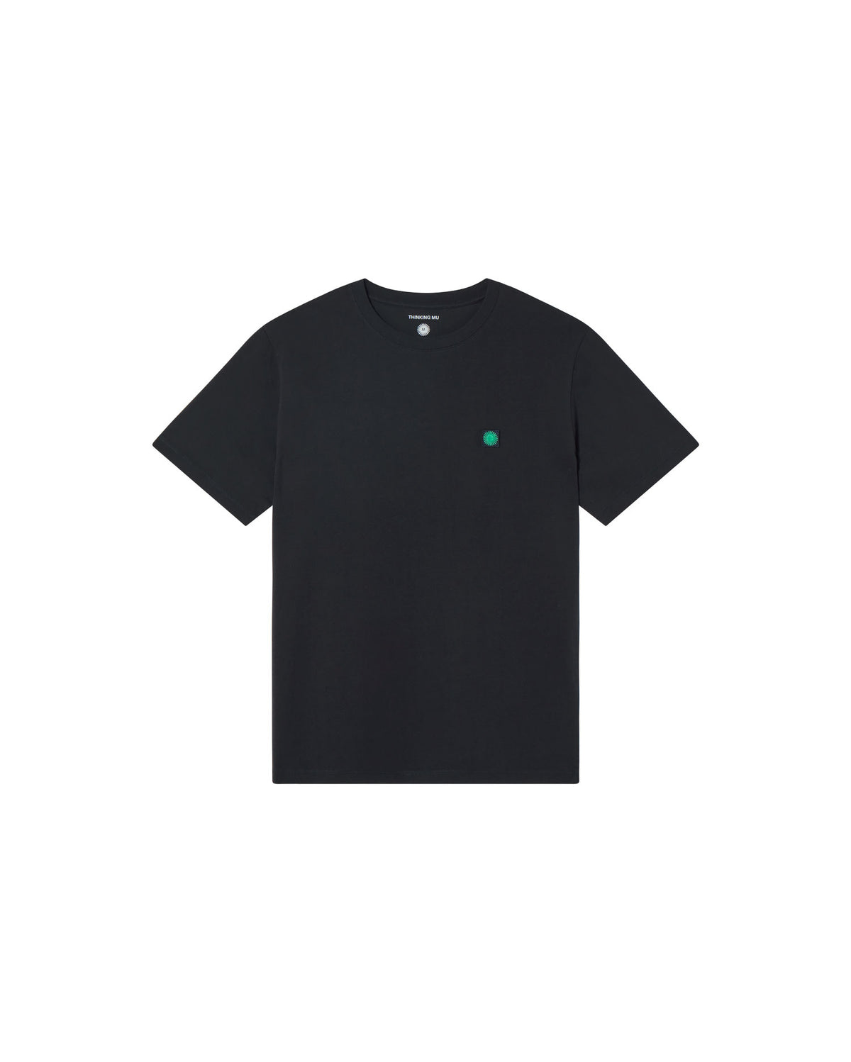 Camiseta negra sol espalda verde sostenible - silueta 2