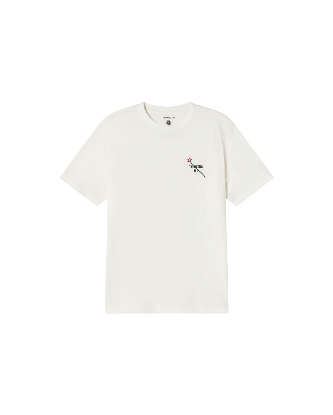 Camiseta blanca bordada flower TM Zach sostenible silueta - 1