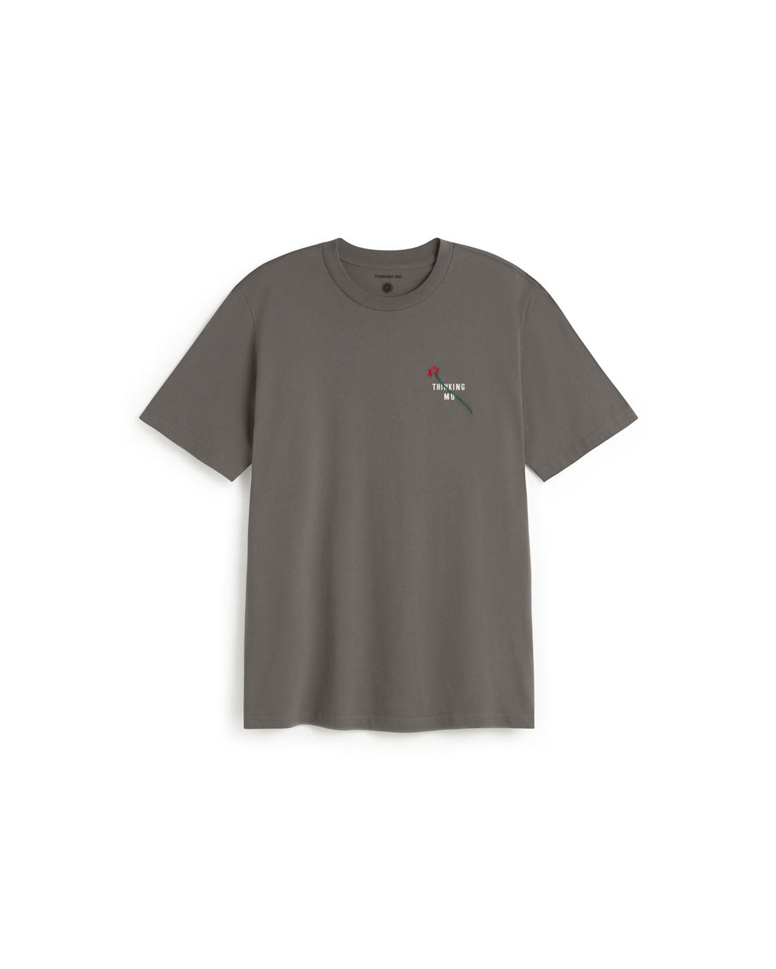 Camiseta gris bordada flower TM Zach sostenible silueta - 1
