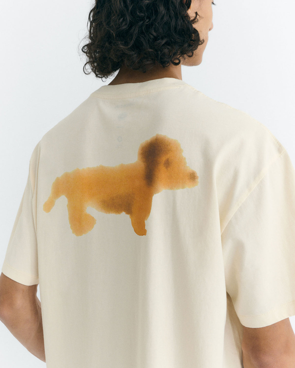 Camiseta blanca perro salchicha espalda Aaron sostenible - 1