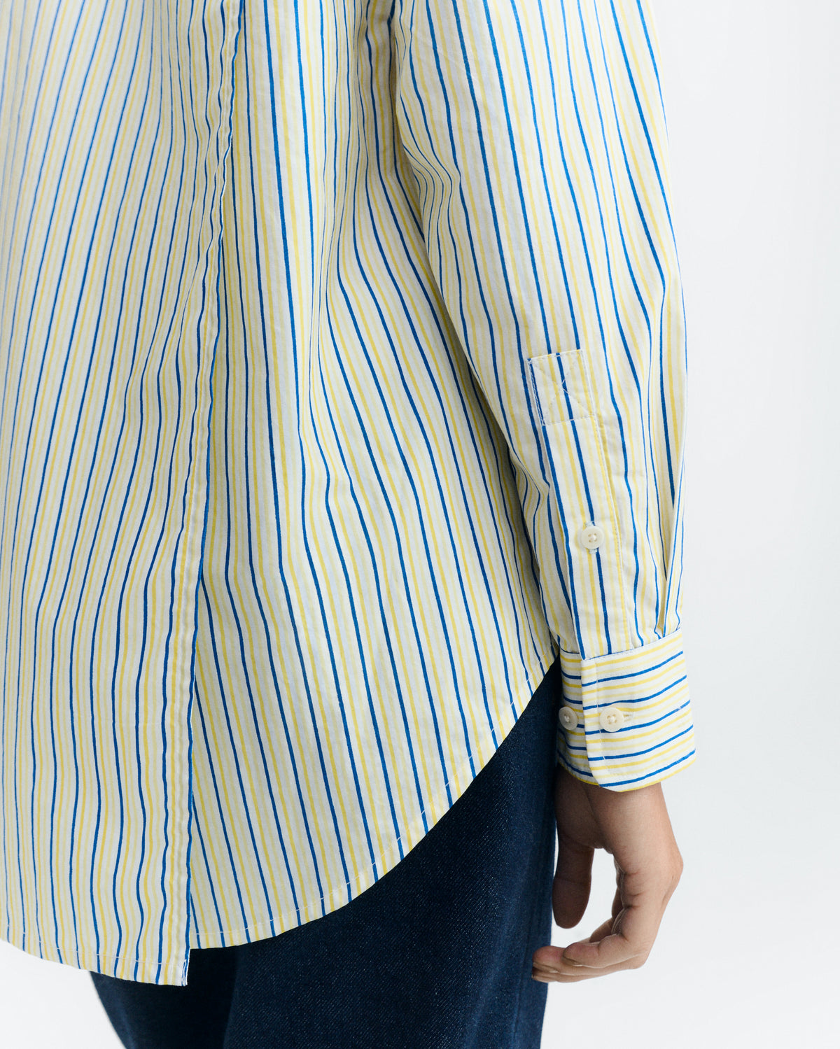 Camisa oversize rayas amarillas y azul Odelia sostenible - 6
