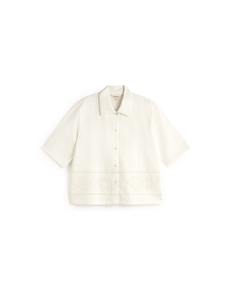 Blusa bordada blanca Ane sostenible silueta - 1