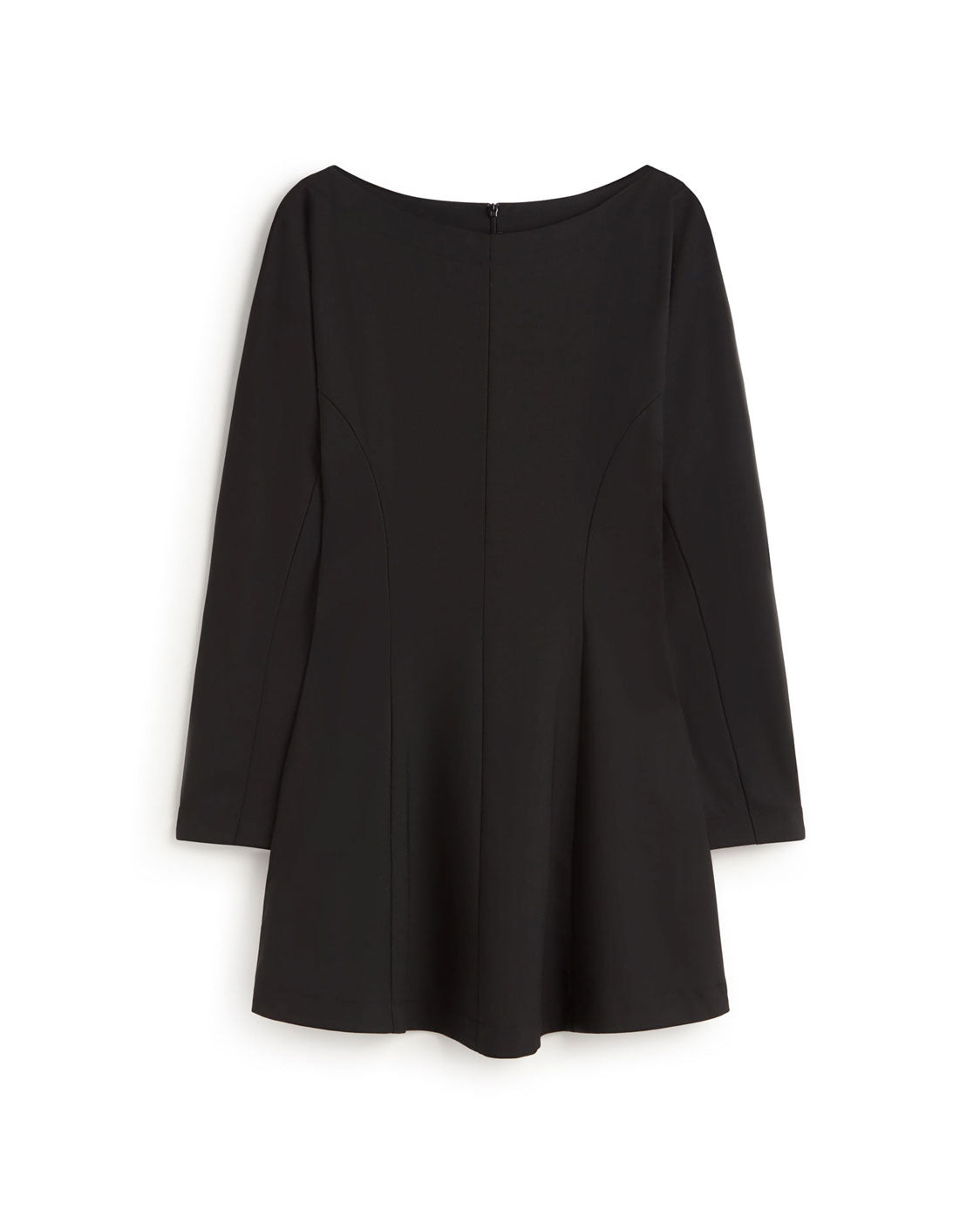 Vestido corto lana fina negro Arianne sostenible silueta - 1