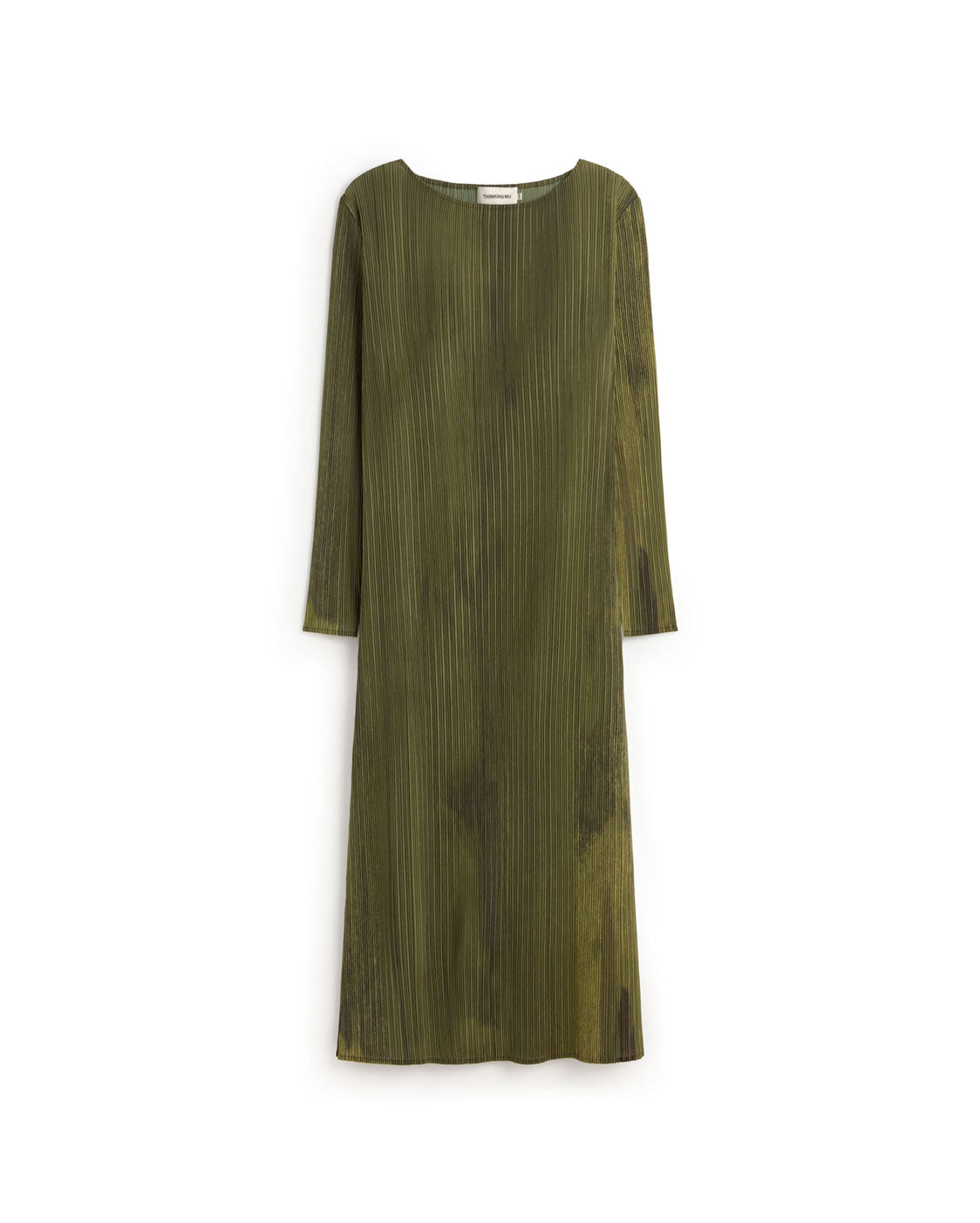 Vestido midi plisado verde Myrtle sostenible silueta - 1