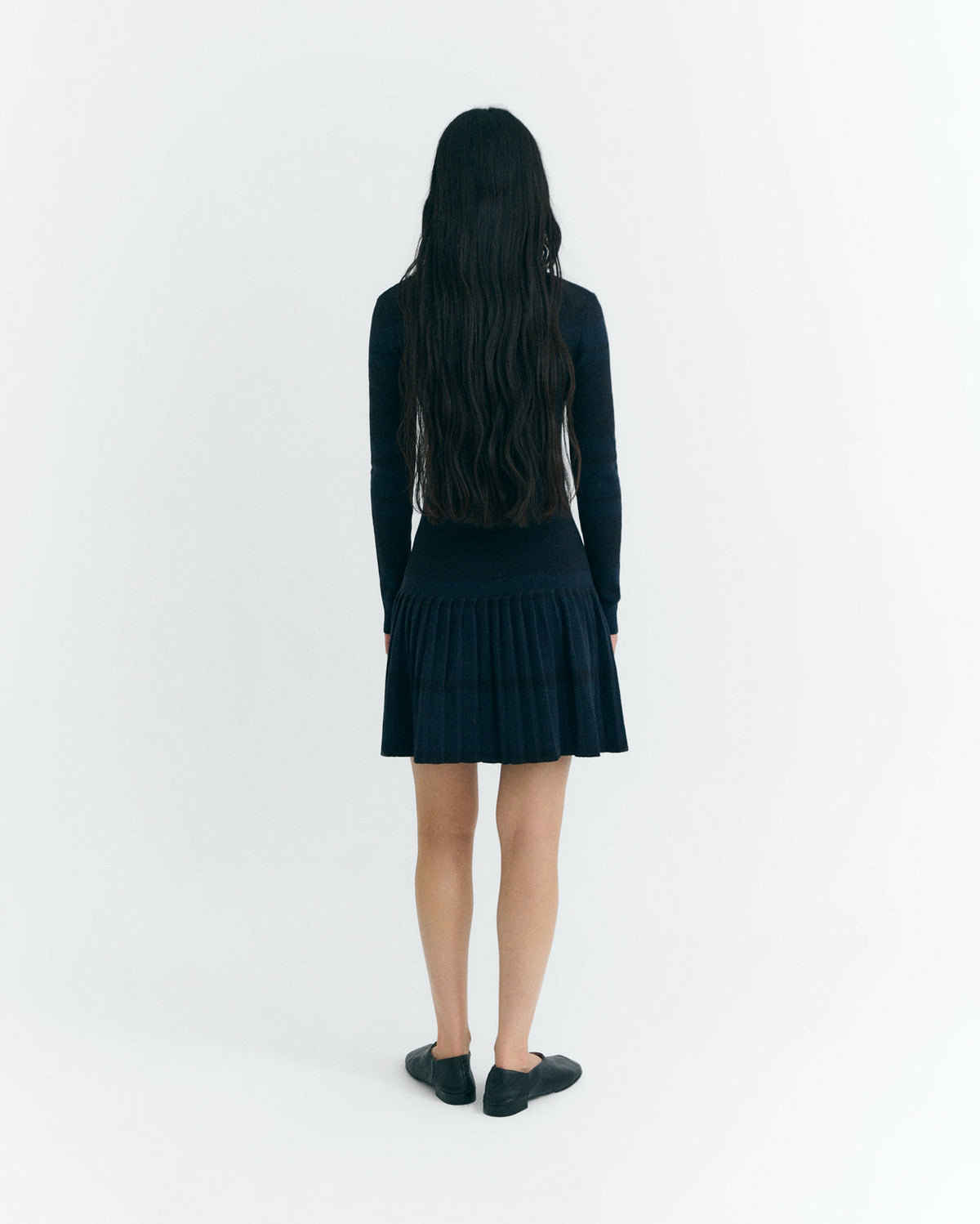 Vestido corto merino rayas navy Tashi sostenible - 2