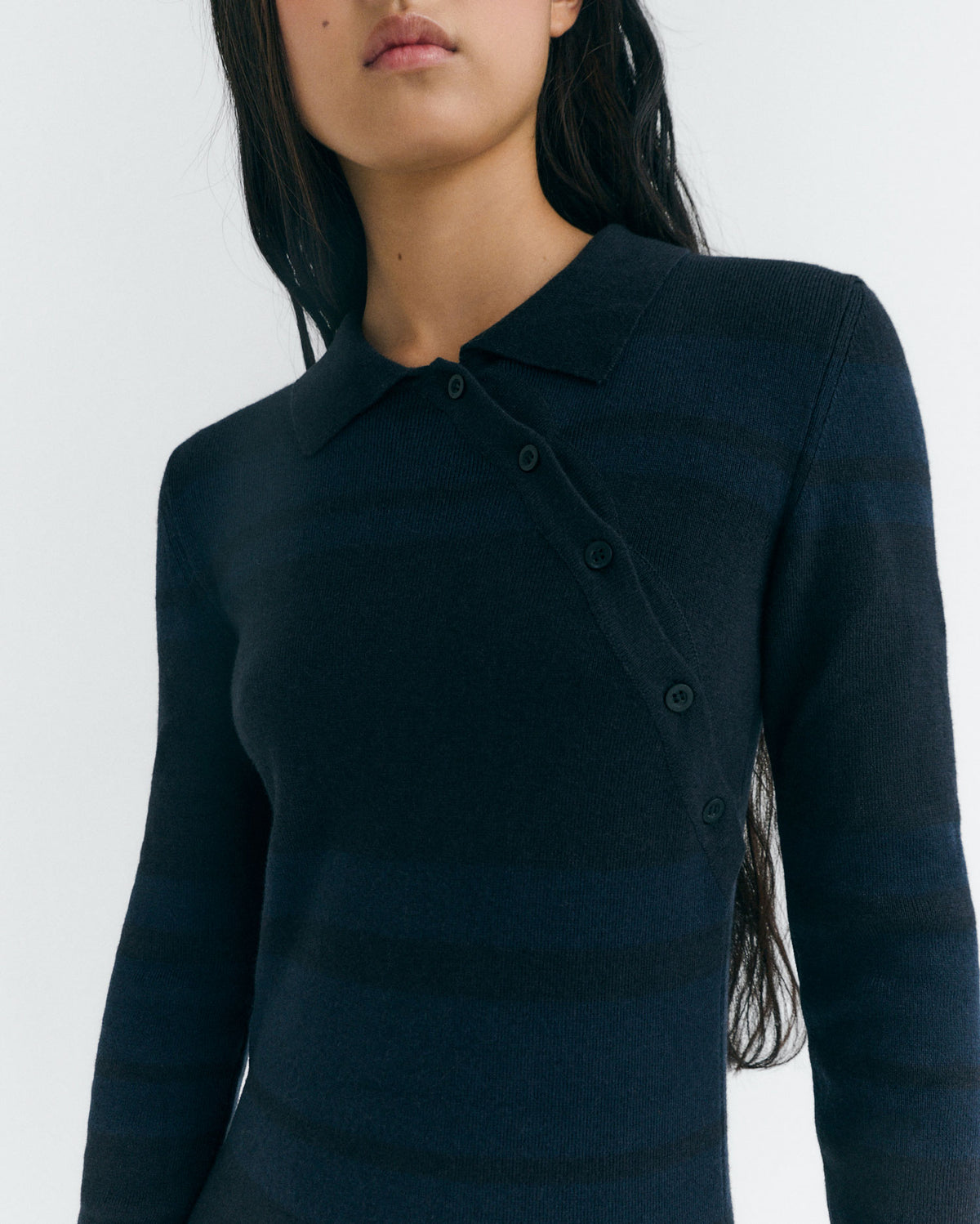 Vestido corto merino rayas navy Tashi sostenible - 4