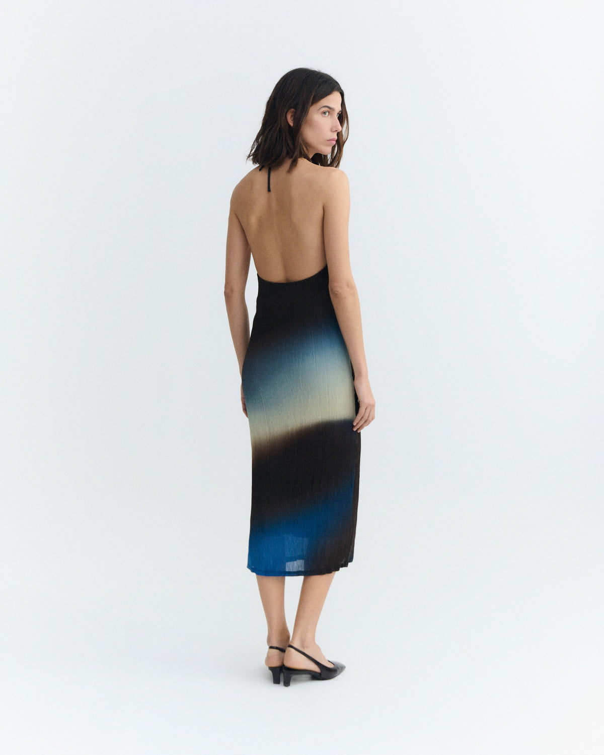 Vestido midi plisado marrón glass Miriam sostenible - 4