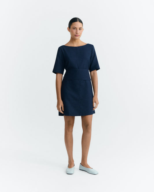 Vestido corto navy hemp Kieran sostenible - 2