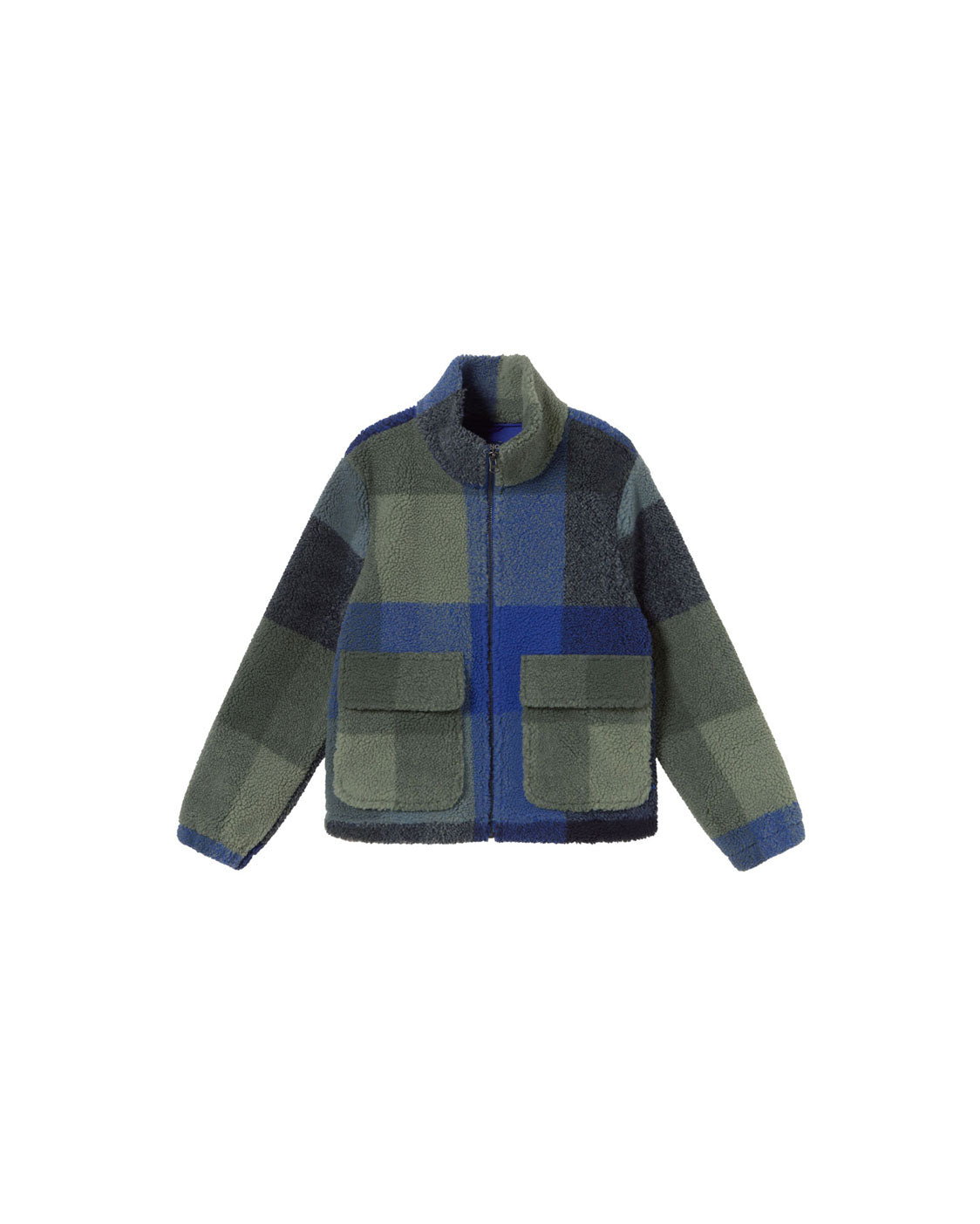 Chaqueta borreguito verde cuadros Sophie sostenible silueta - 1