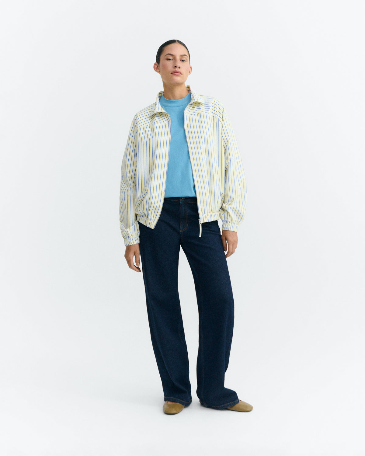 Chaqueta bomber rayas amarillas y azul Monica sostenible - 5