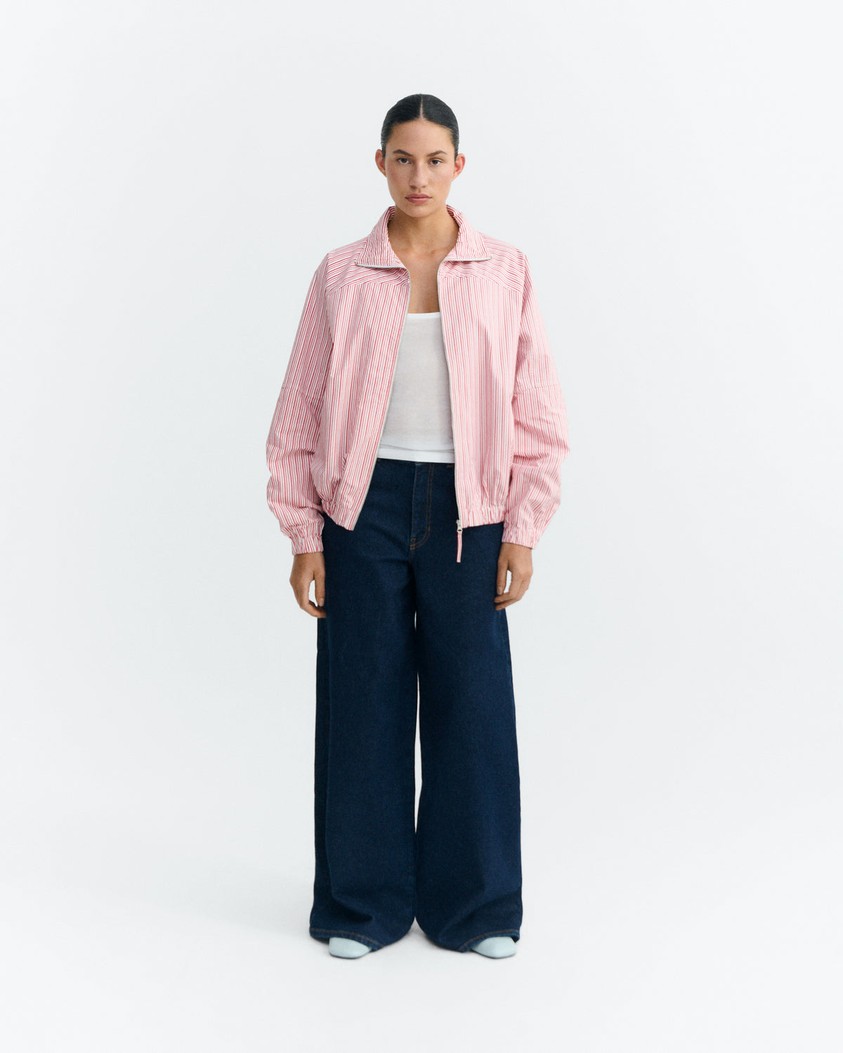 Chaqueta bomber rayas rosa y roja Monica sostenible - 1