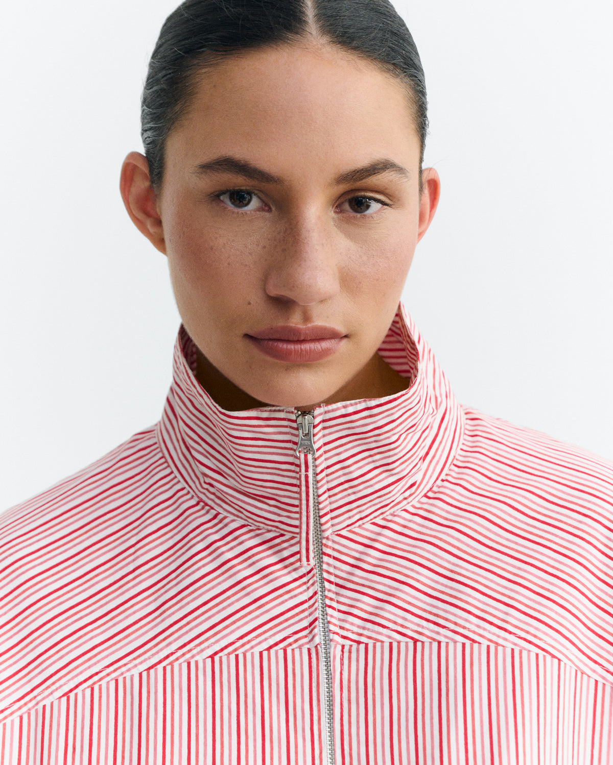 Chaqueta bomber rayas rosa y roja Monica sostenible - 3