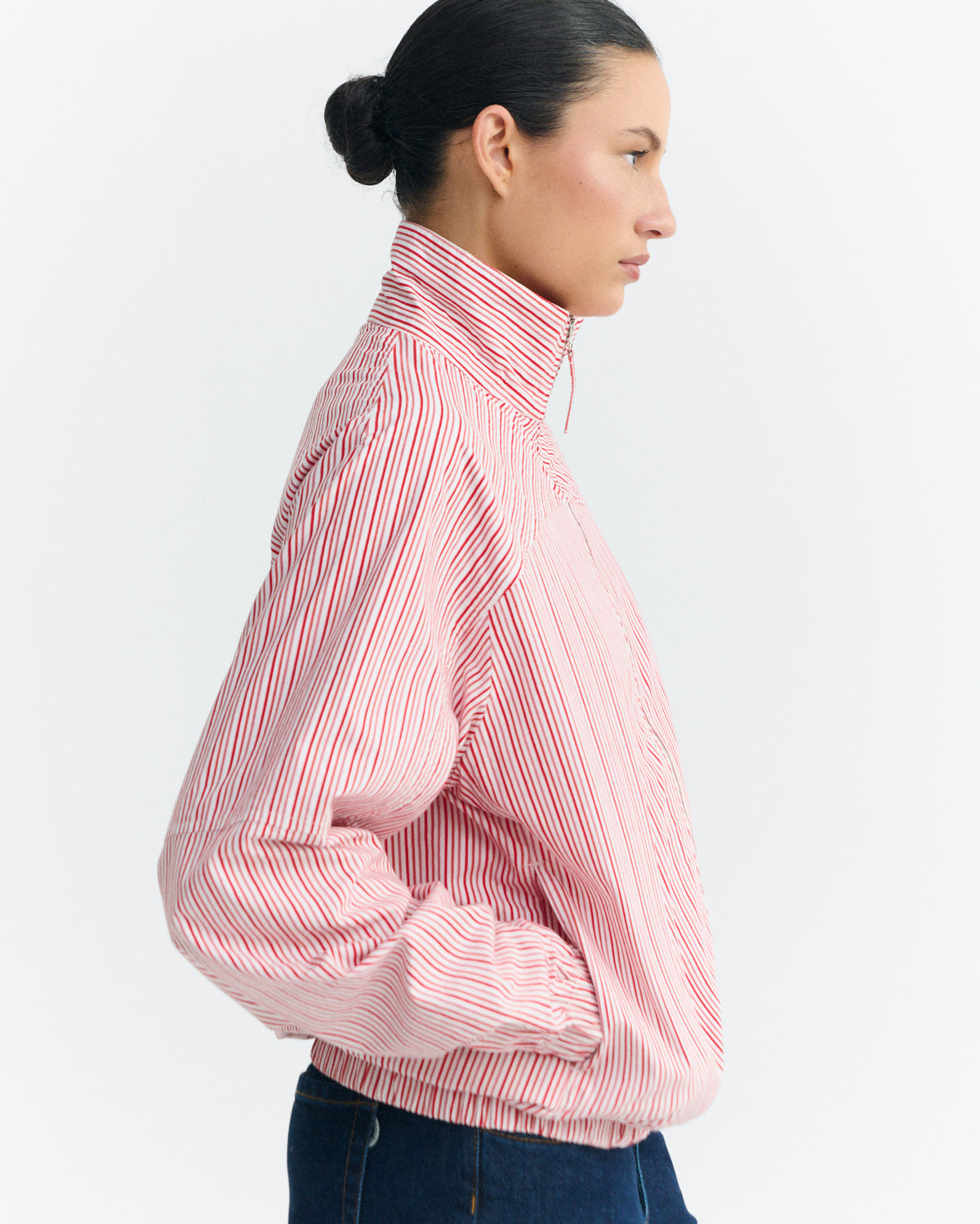 Chaqueta bomber rayas rosa y roja Monica sostenible - 4