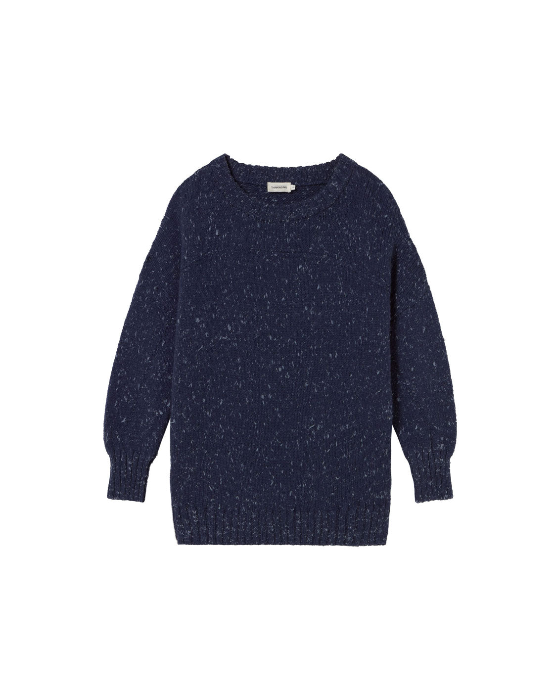 Jersey oversize lana merino azul Liza sostenible silueta - 1