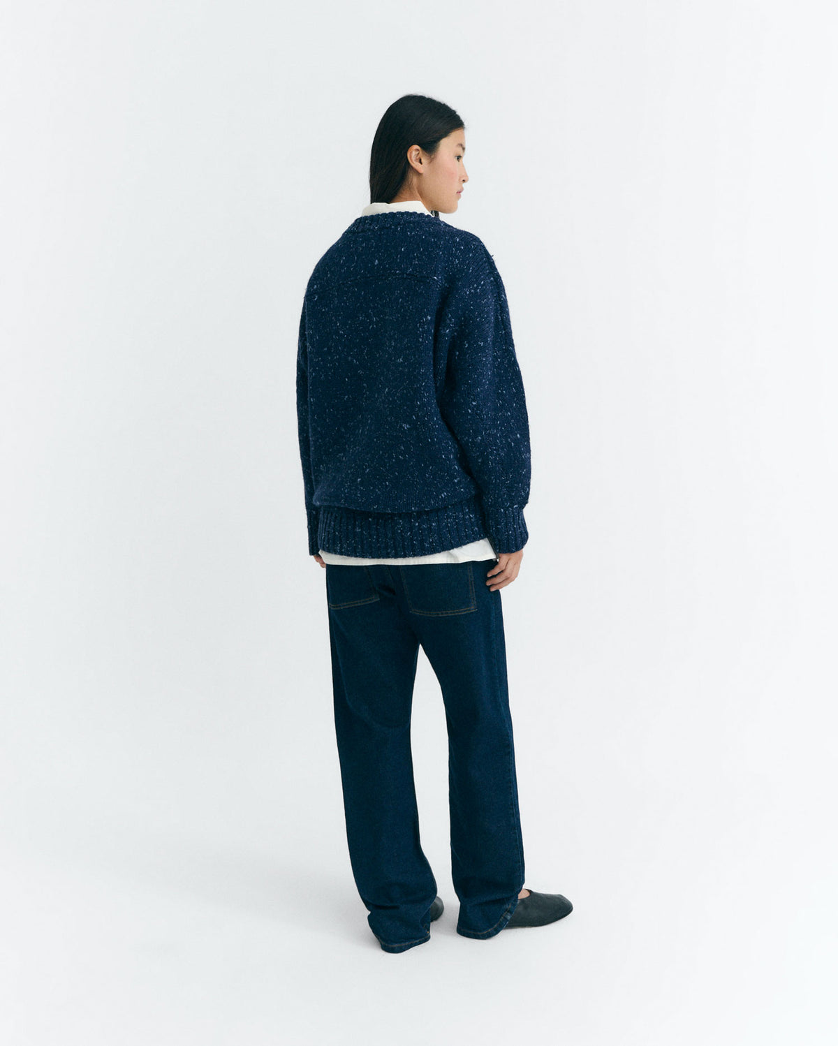 Jersey oversize lana merino azul Liza sostenible - 4