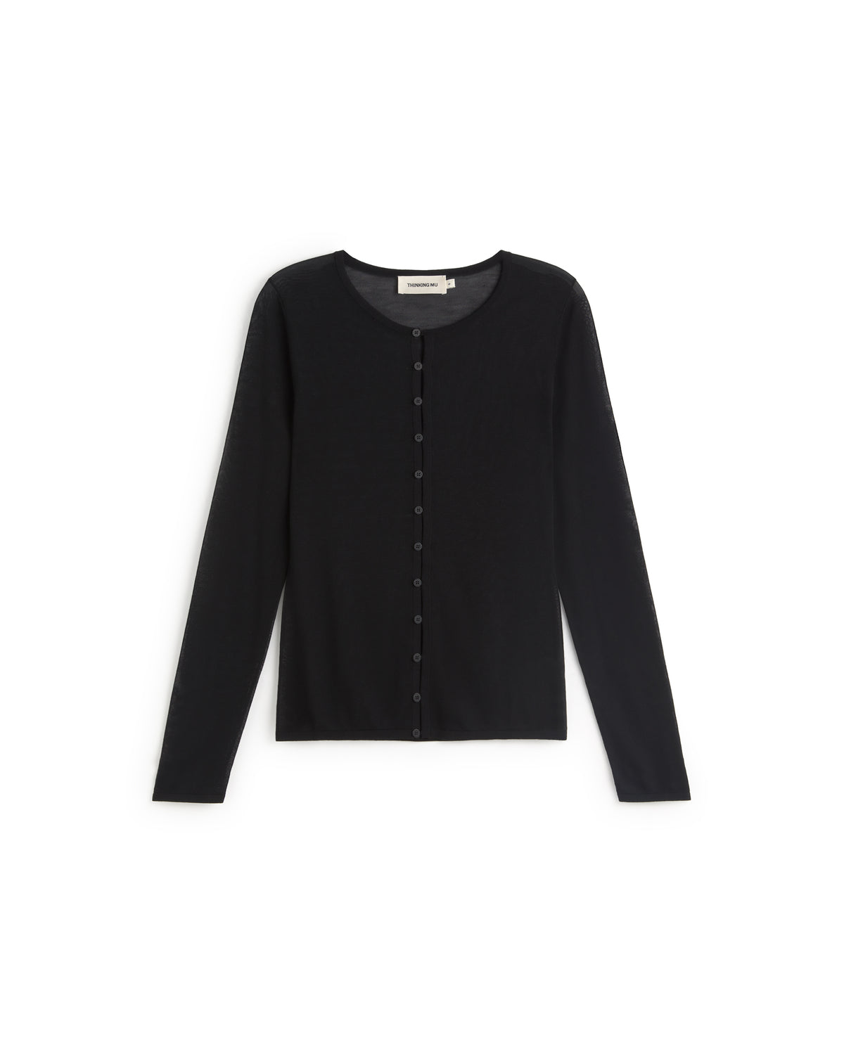Cardigan punto negro transparente Manon sostenible silueta - 1
