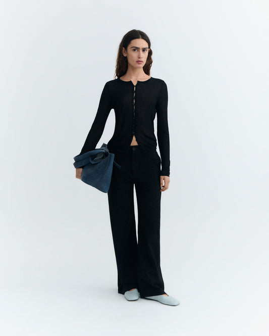 Cardigan punto negro transparente Manon sostenible - 1