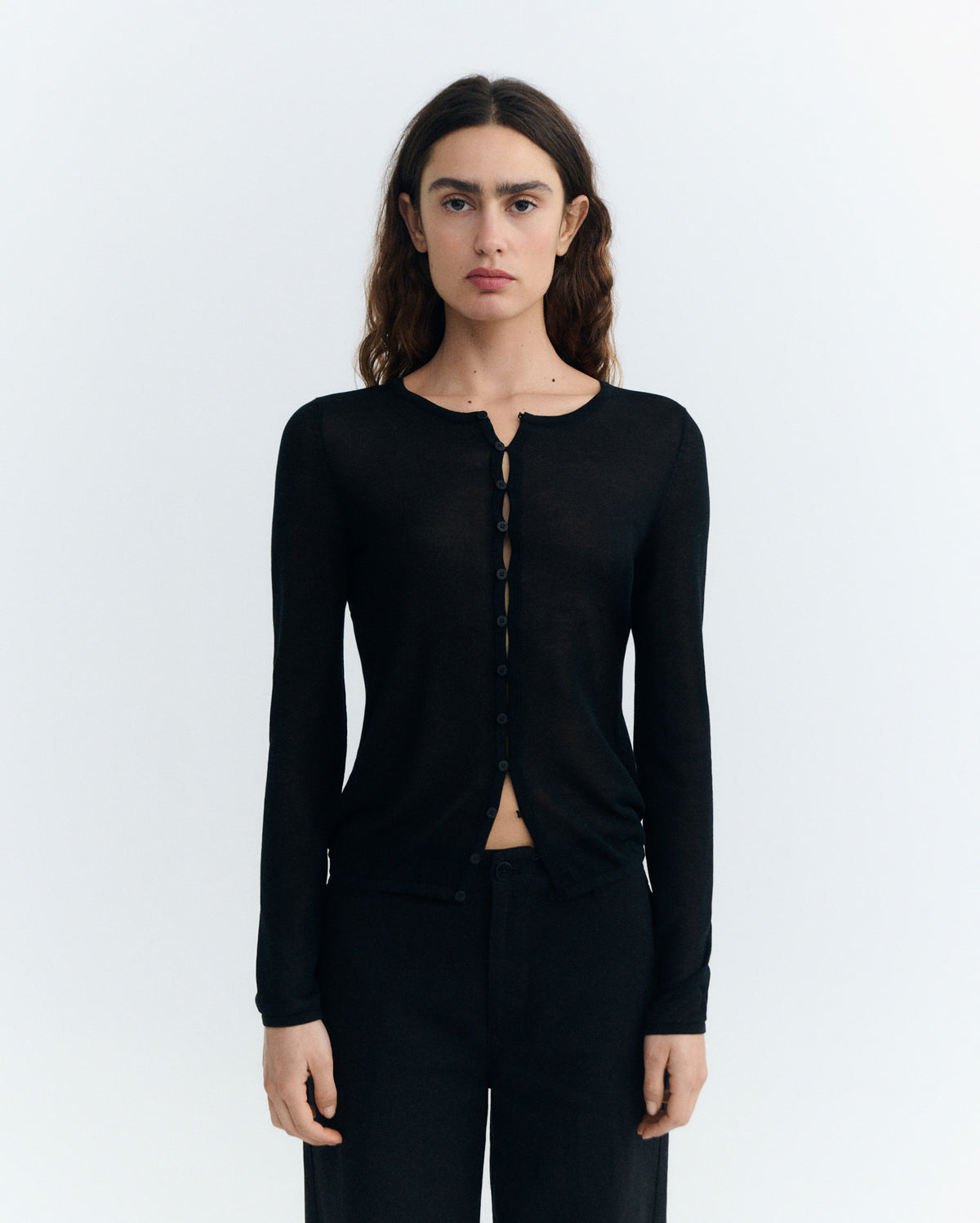 Cardigan punto negro transparente Manon sostenible - 2