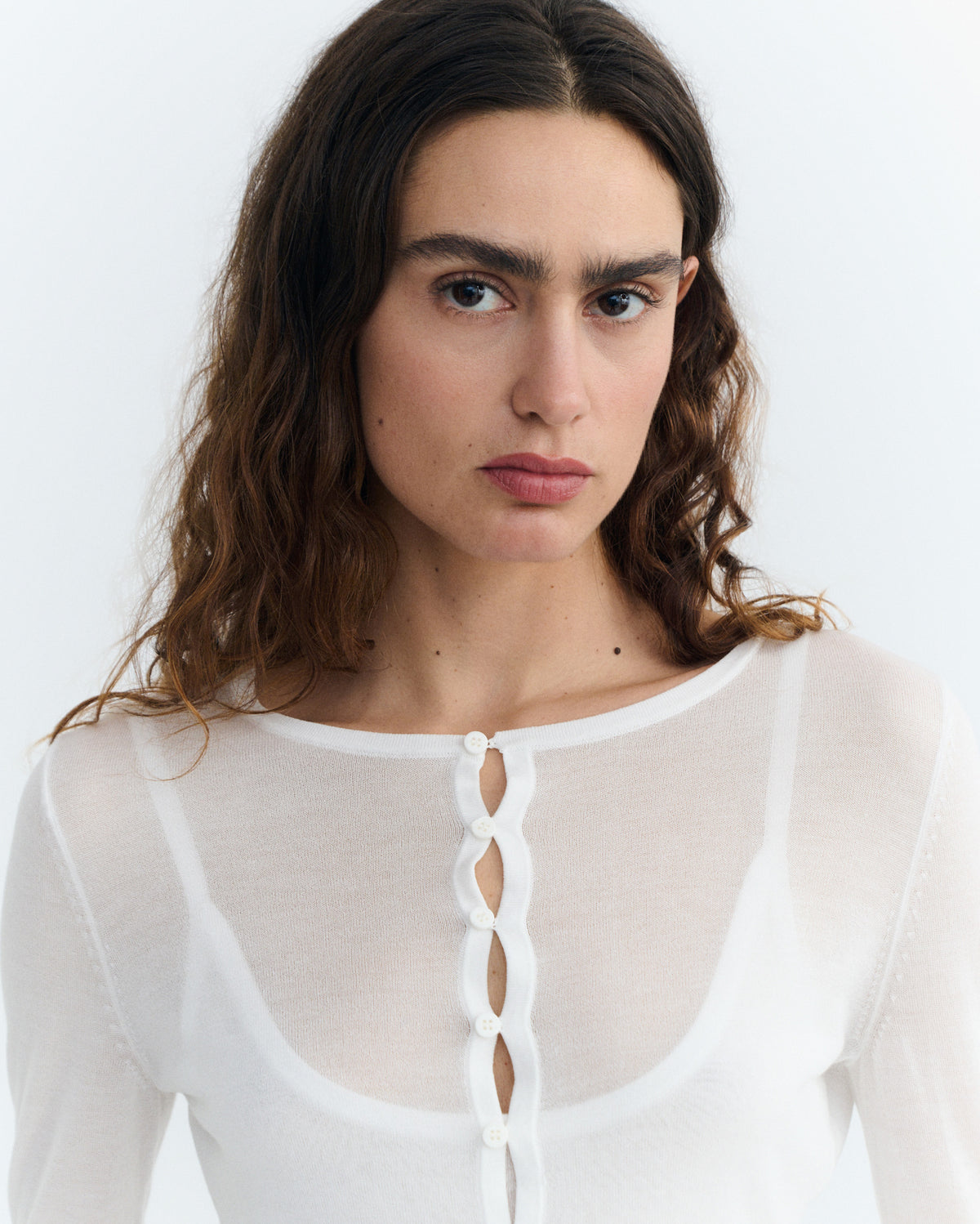Cardigan punto crudo transparente Manon sostenible - 4