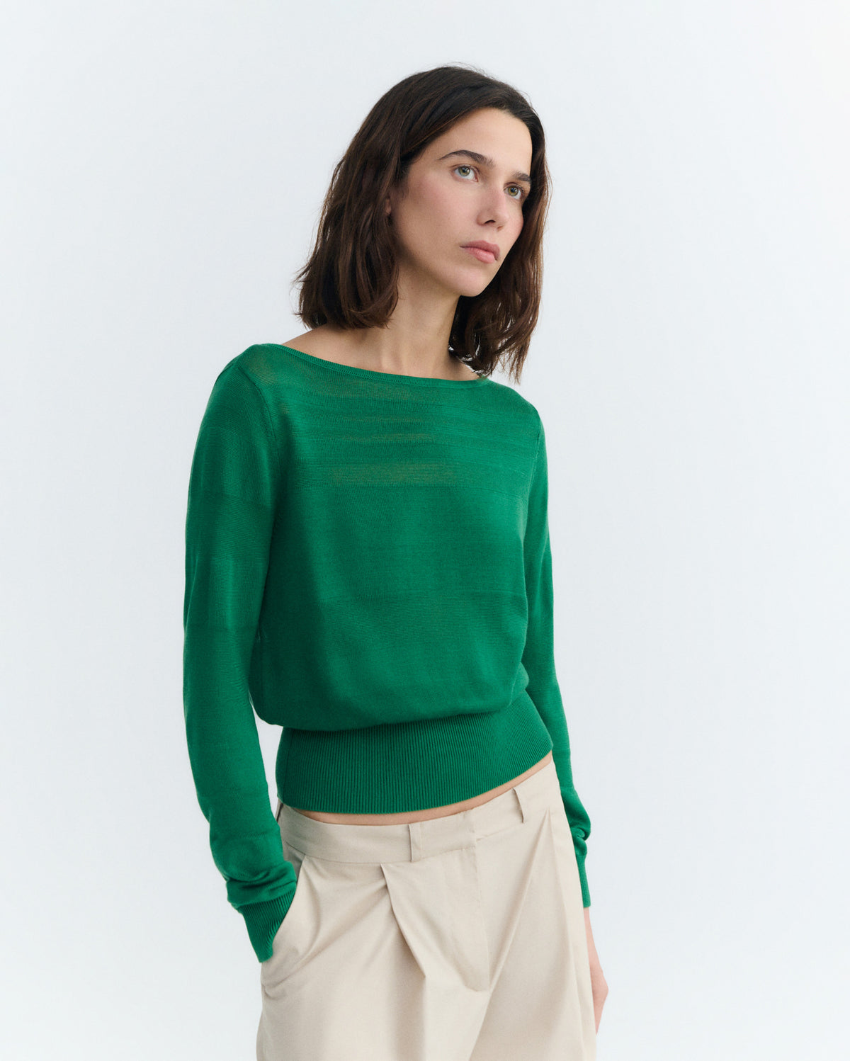 Jersey rayas semitransparente verde Raven sostenible - 2