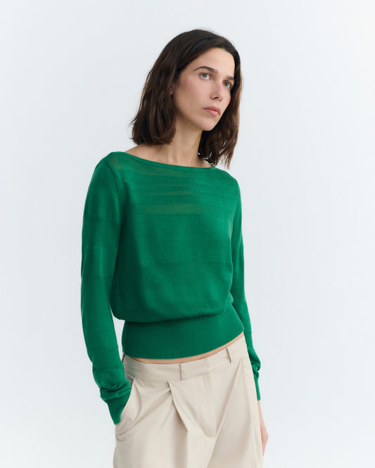 Jersey rayas semitransparente verde Raven sostenible - 2