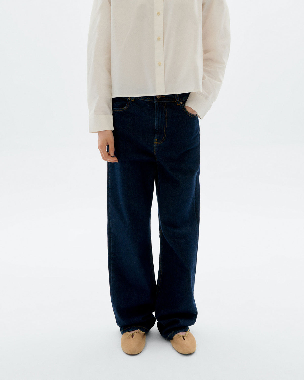 Jeans tiro alto dark navy Theresa sostenible - 1
