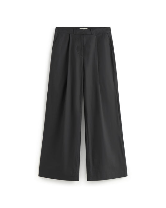 Pantalón popelin wide leg azul Patty sostenible silueta - 1