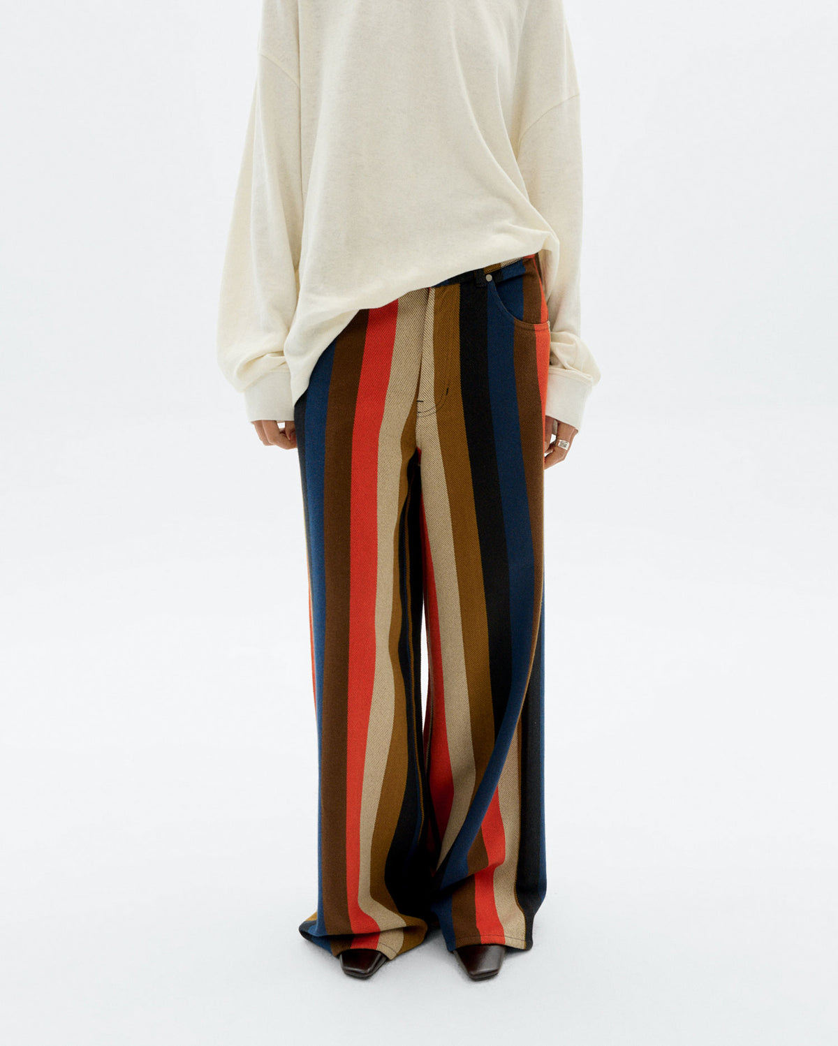 Pantalón wide leg rayas naranja burnley Hedda sostenible - 1
