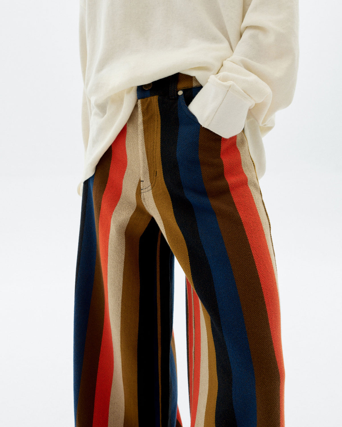 Pantalón wide leg rayas naranja burnley Hedda sostenible - 3