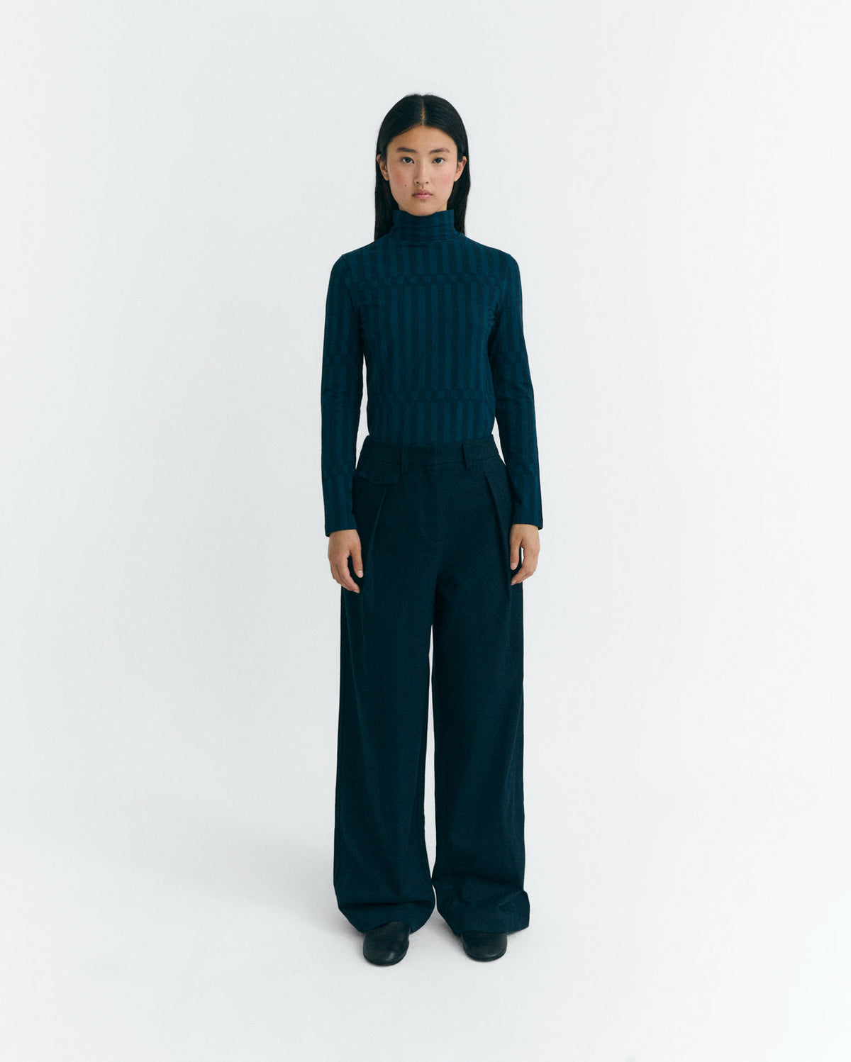 Pantalón wide leg tiro bajo navy Pat sostenible - 2