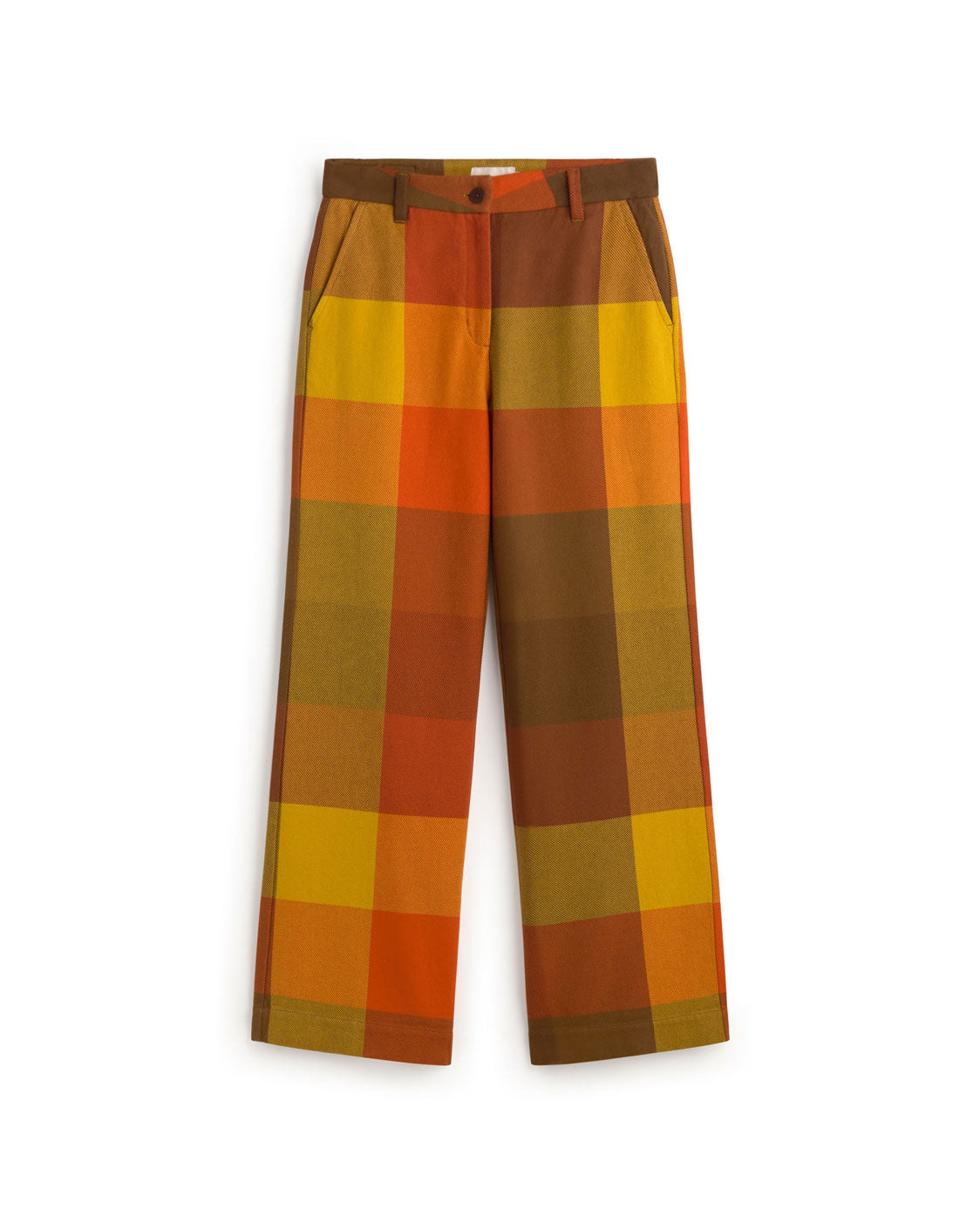 Pantalón recto marrón cuadros Hermione sostenible silueta - 1