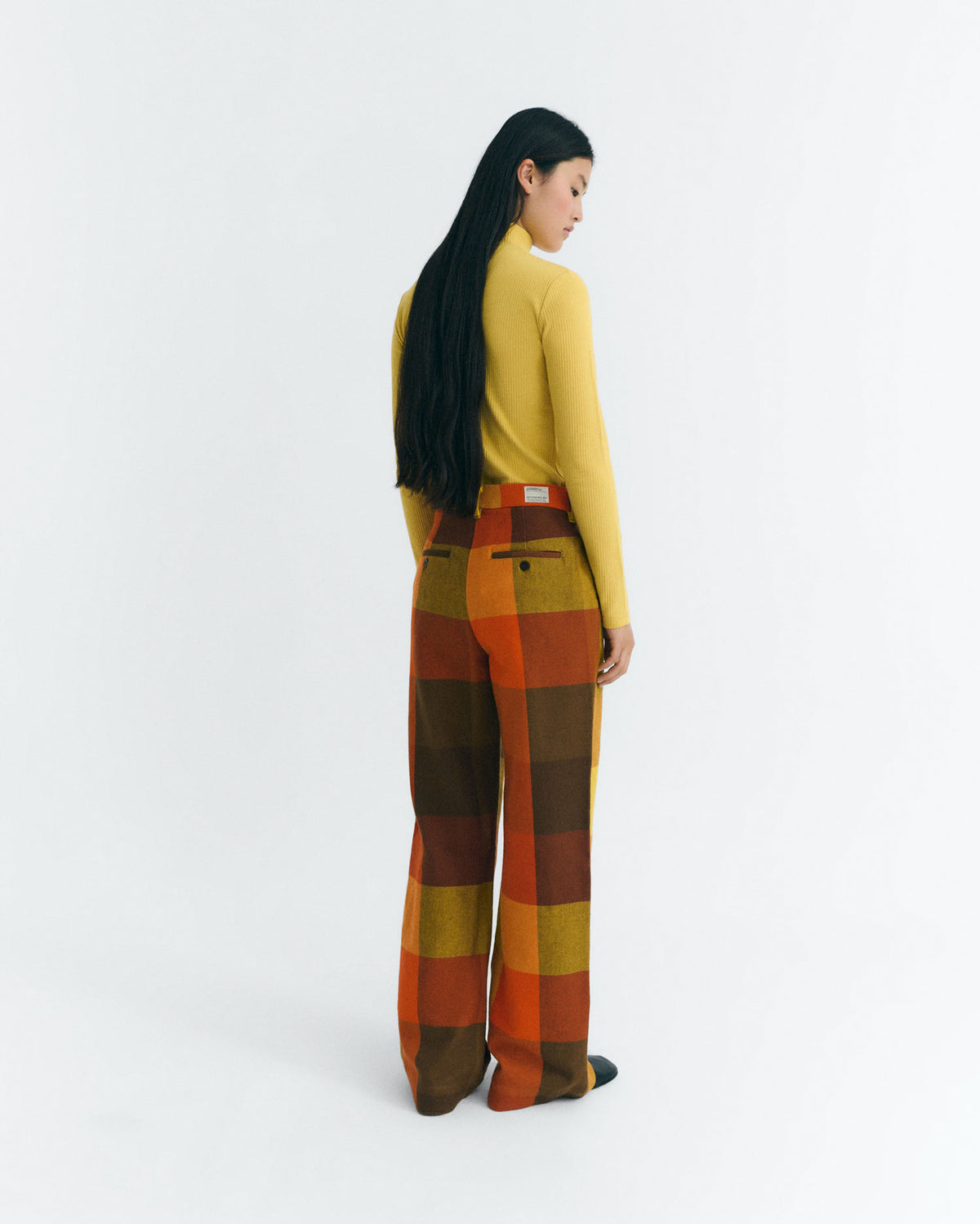 Pantalón recto marrón cuadros Hermione sostenible - 4